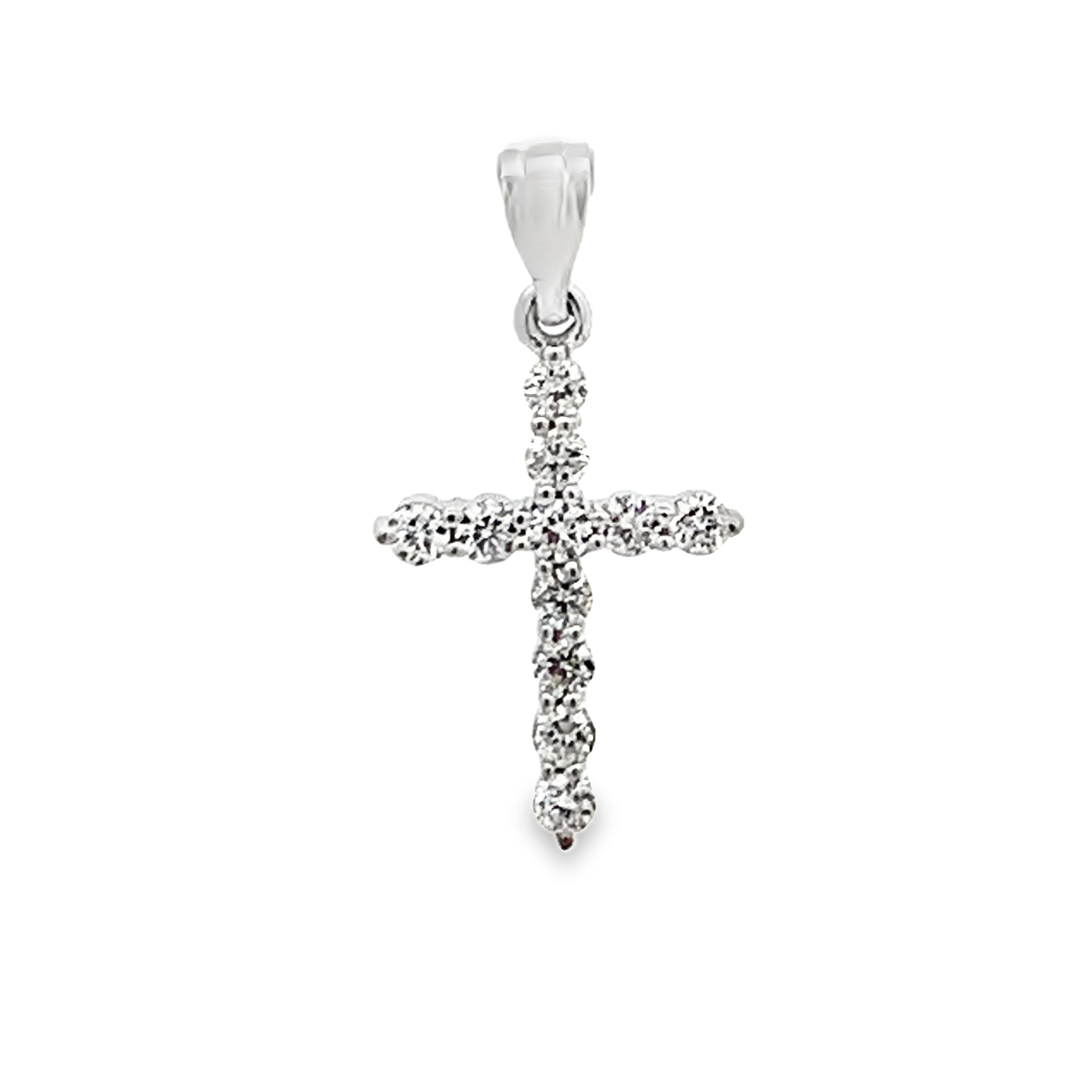 18K White Gold Diamond Cross Pendan