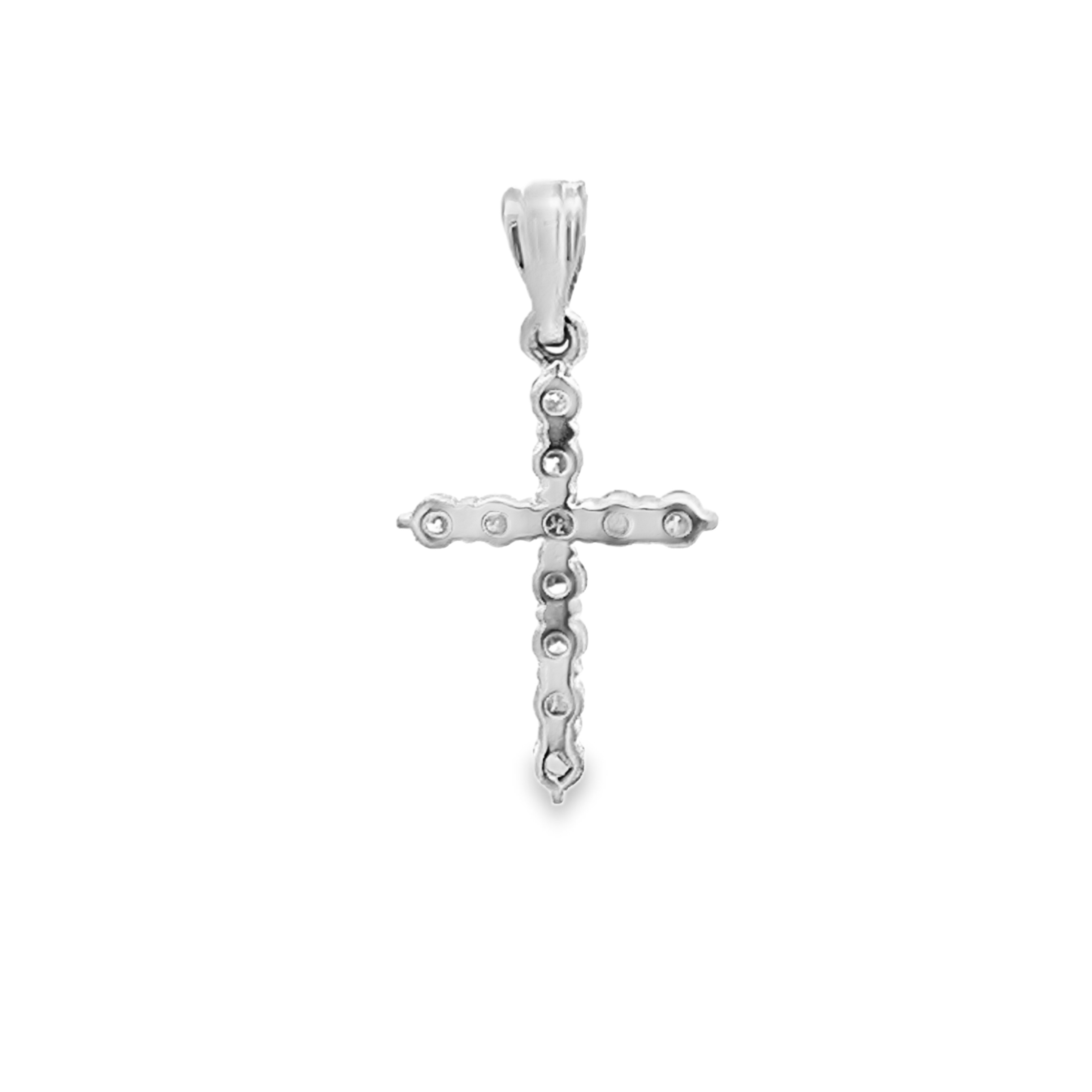 18K White Gold Diamond Cross Pendant