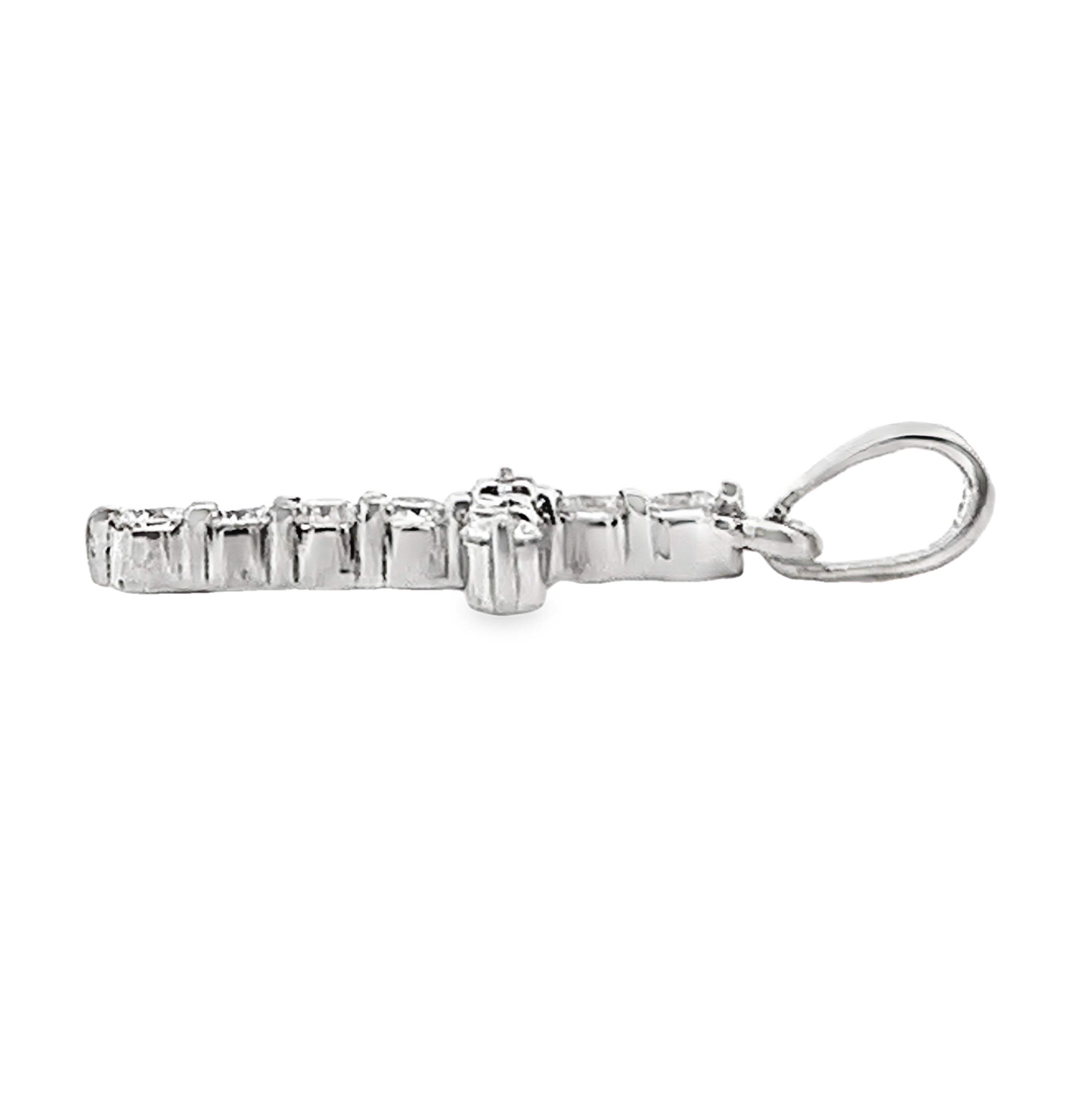 18K White Gold Diamond Cross Pendant