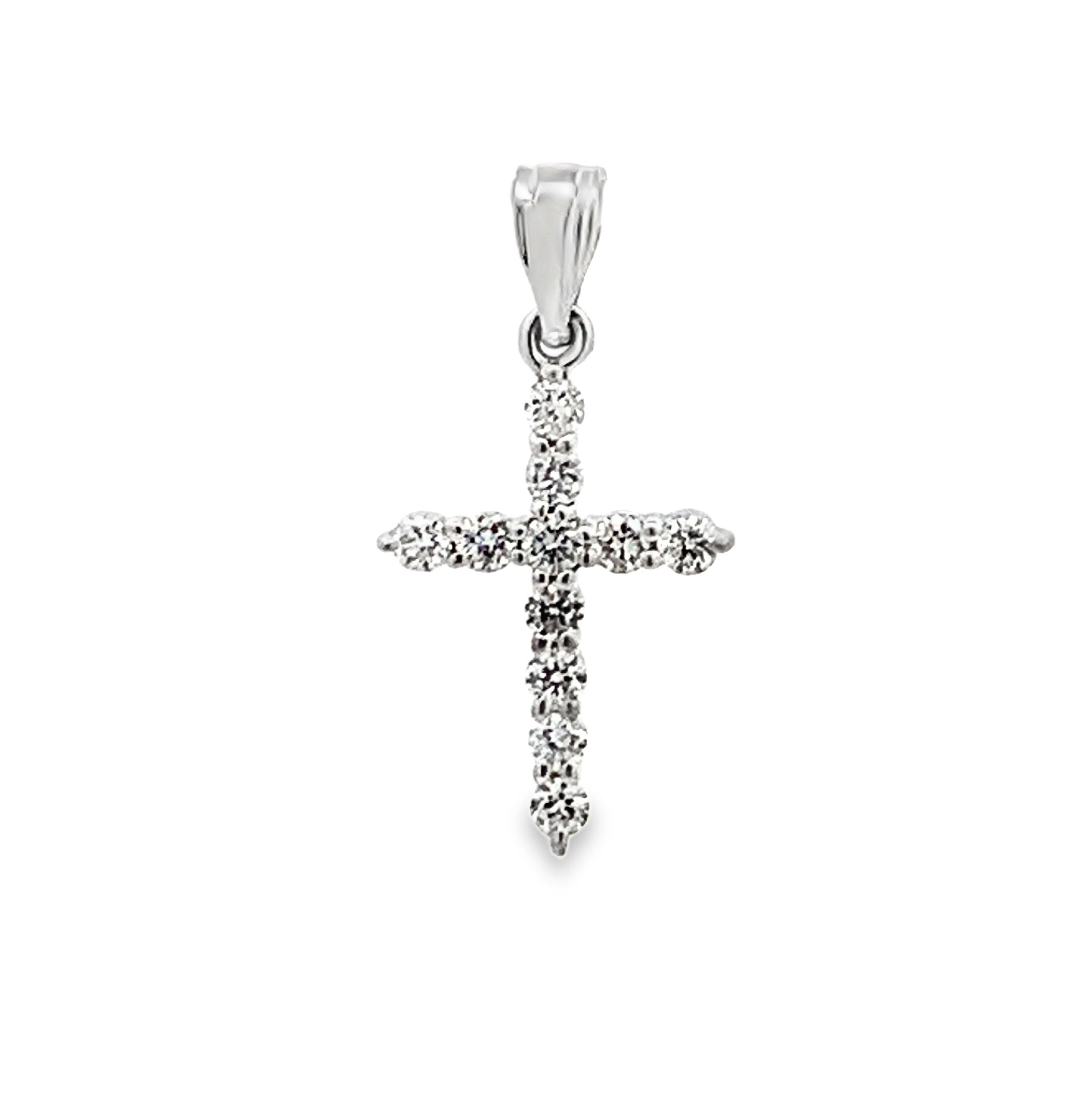 18K White Gold Diamond Cross Pendant