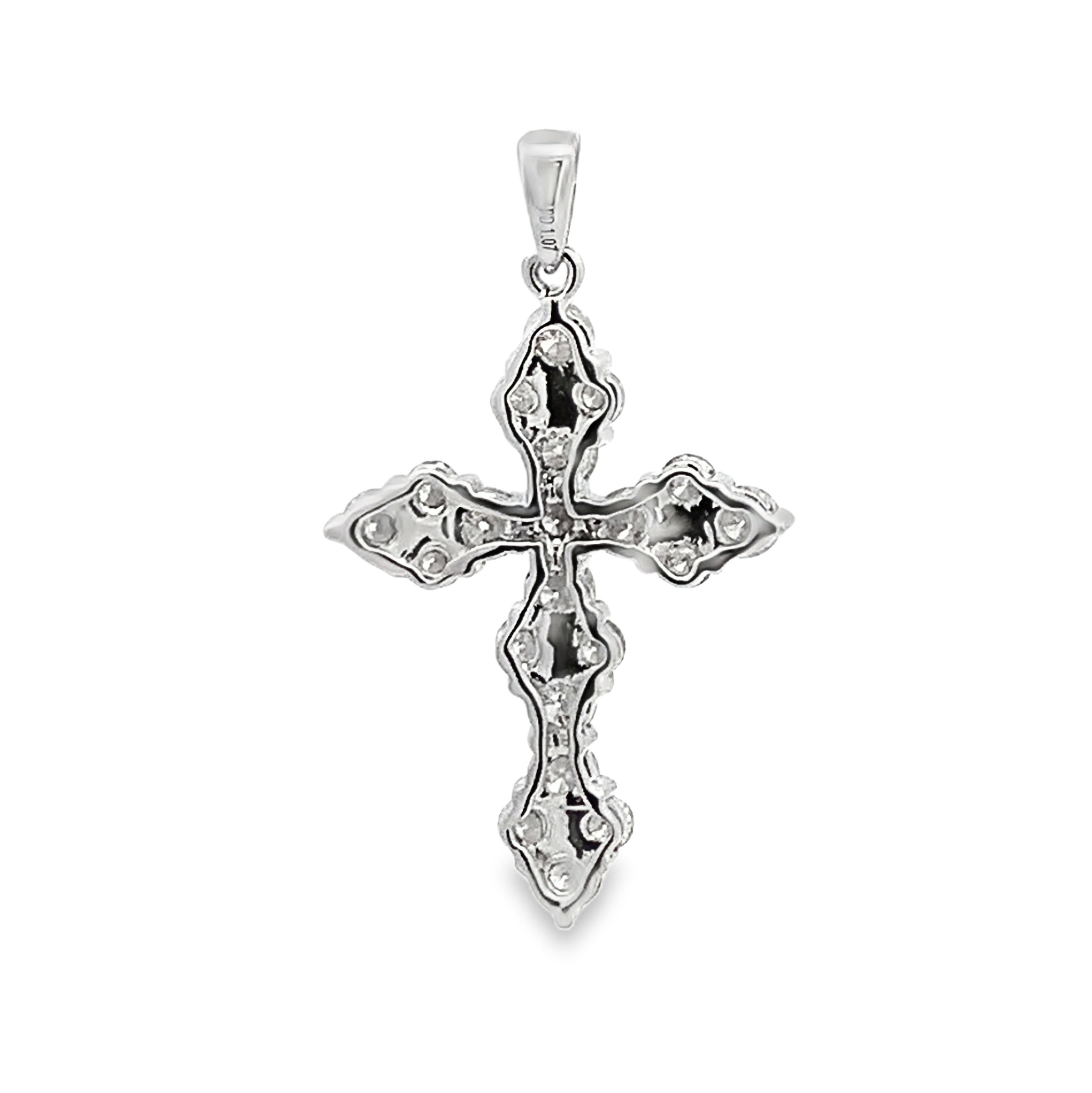 18K White Gold Cluster Diamond Cross