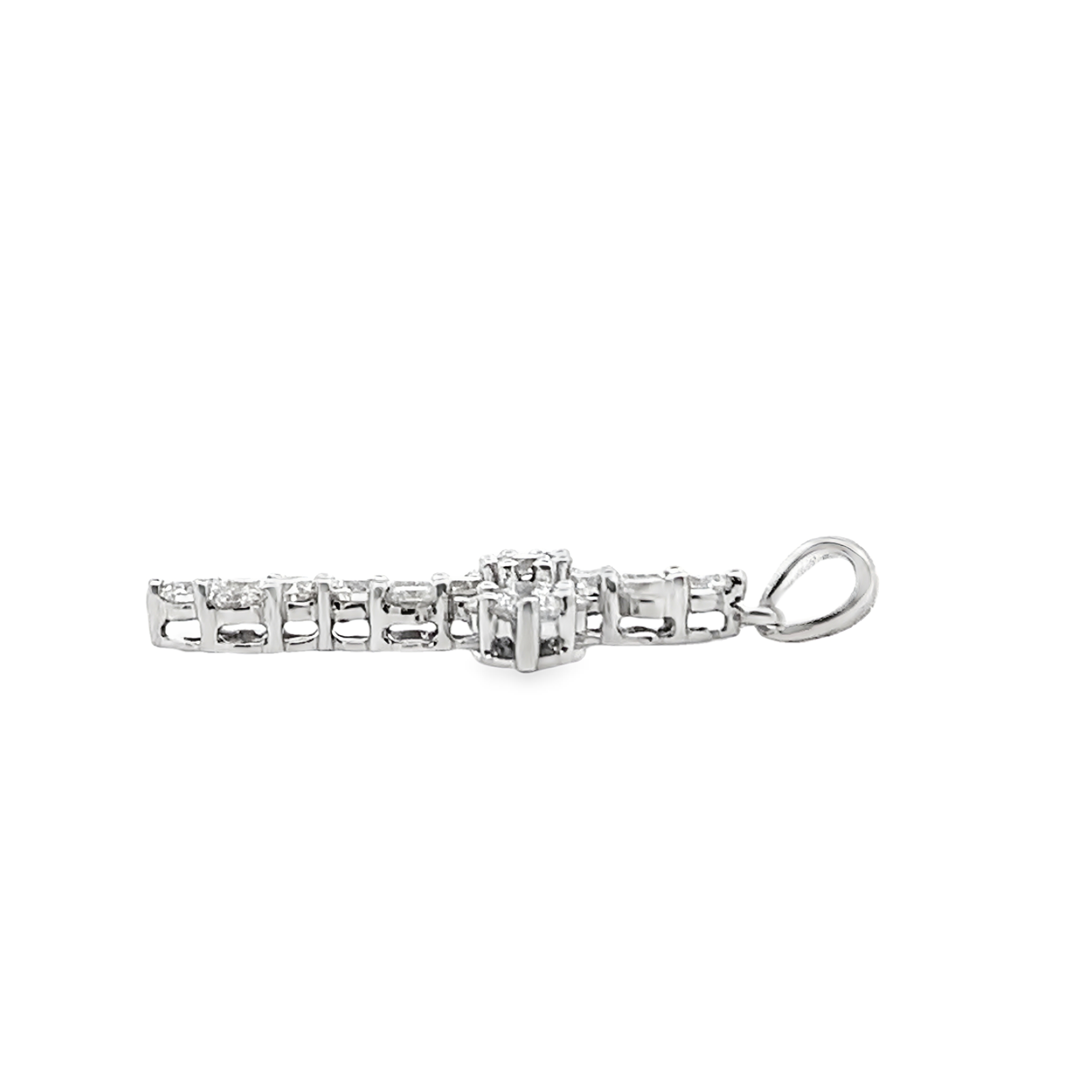 18K White Gold Cluster Diamond Cross
