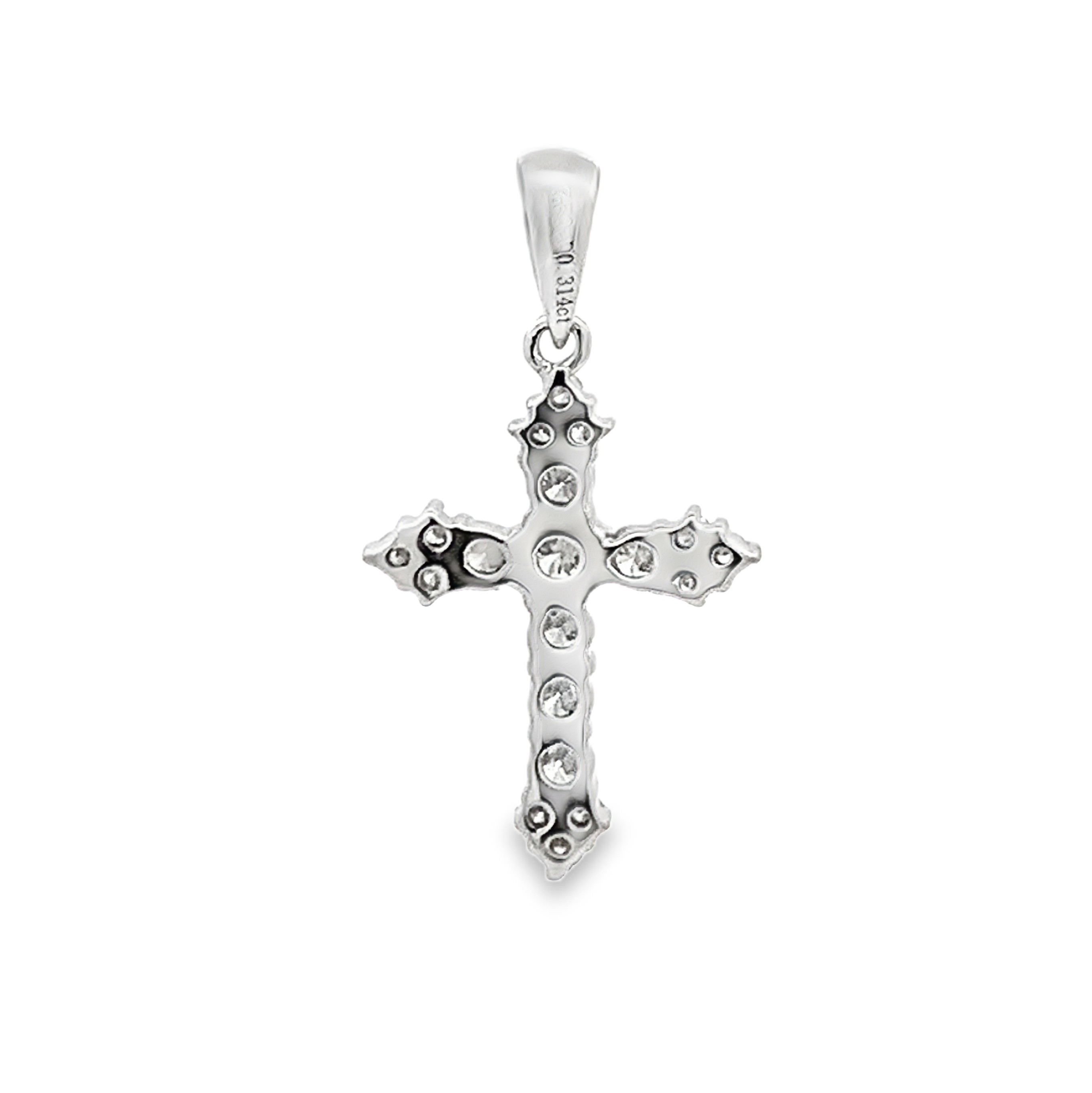 18K White Gold Diamond Cross Pendant
