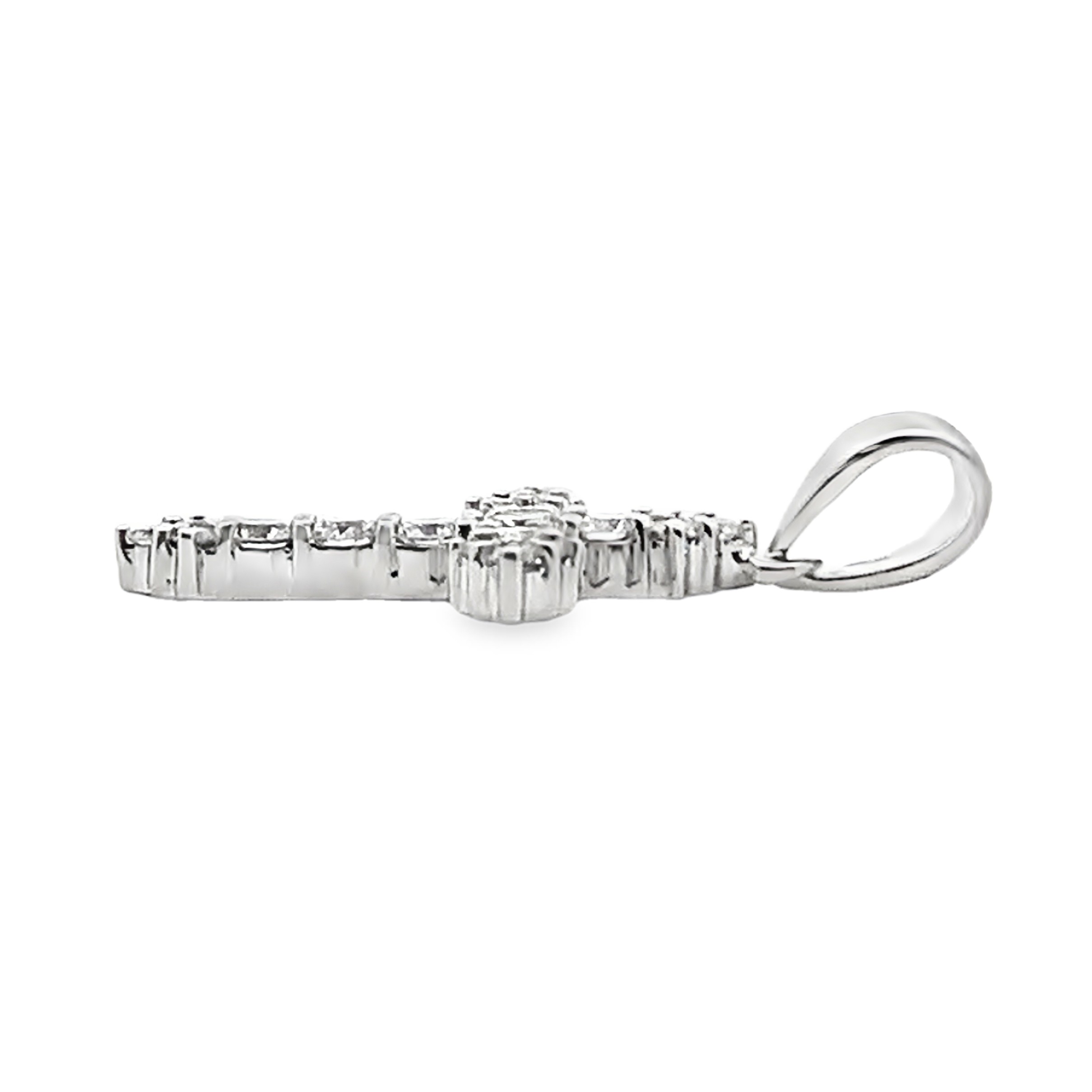 18K White Gold Diamond Cross Pendant