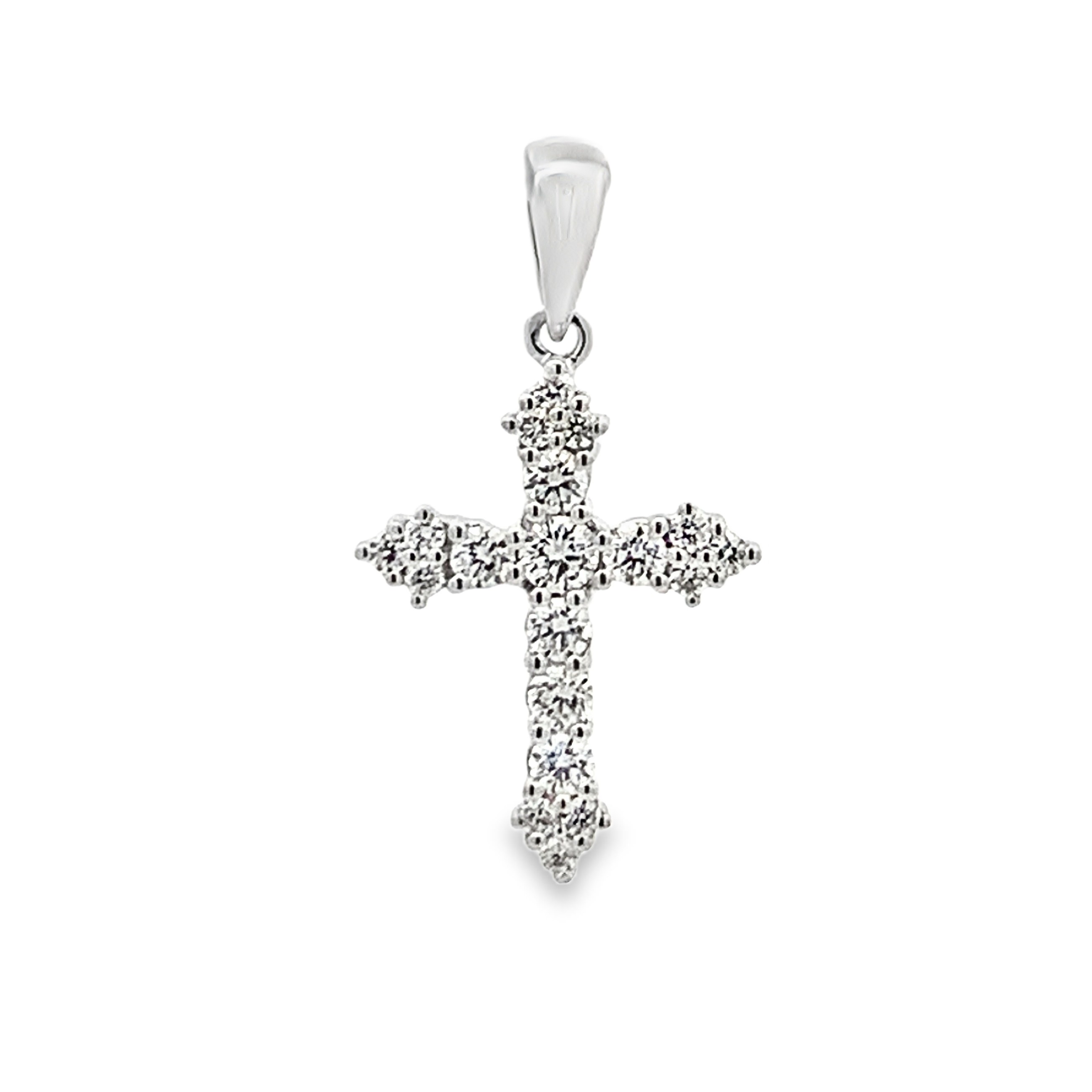 18K White Gold Diamond Cross Pendant
