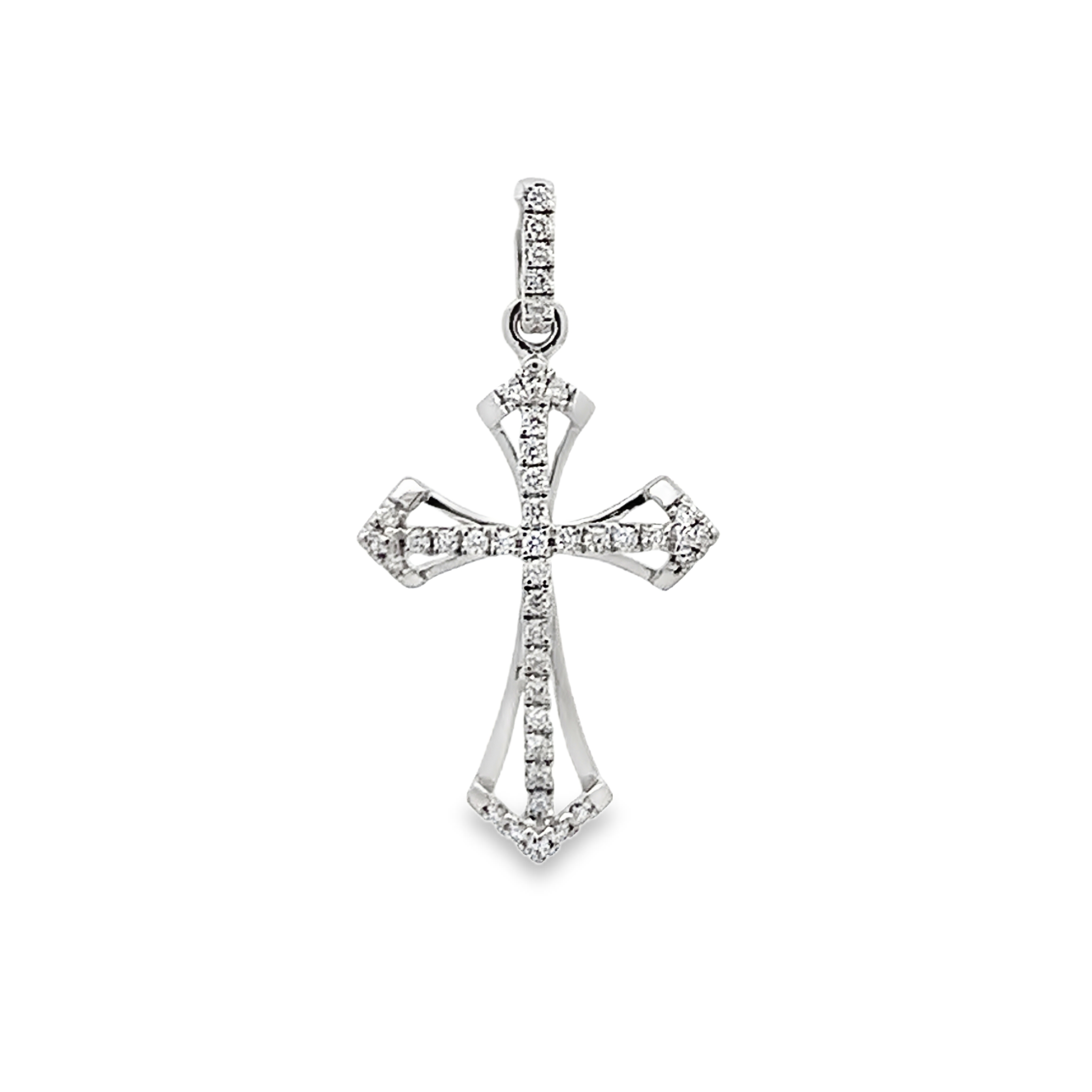 18K White Gold Diamond Cross Pendant