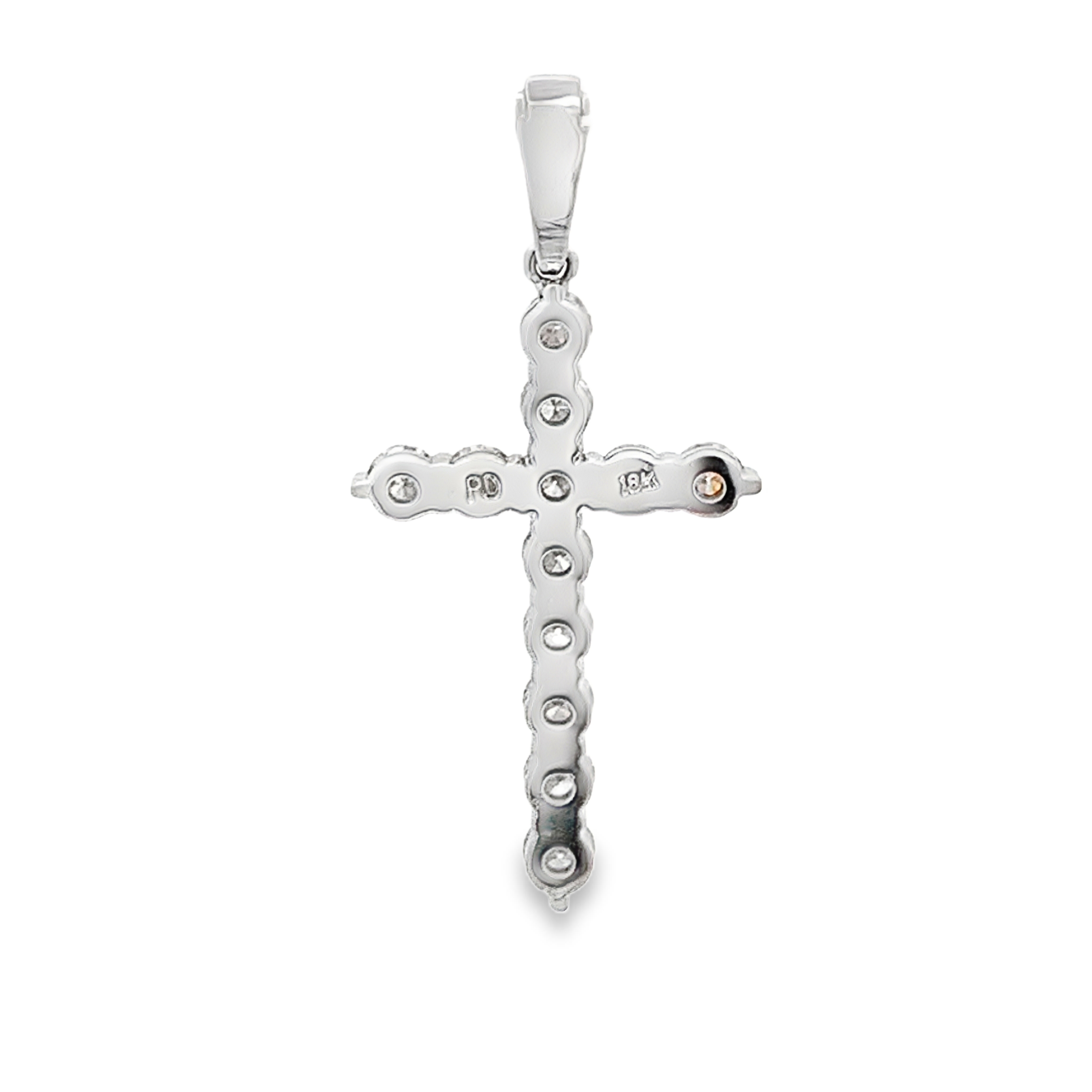 18K White Gold Diamond Cross Pendant