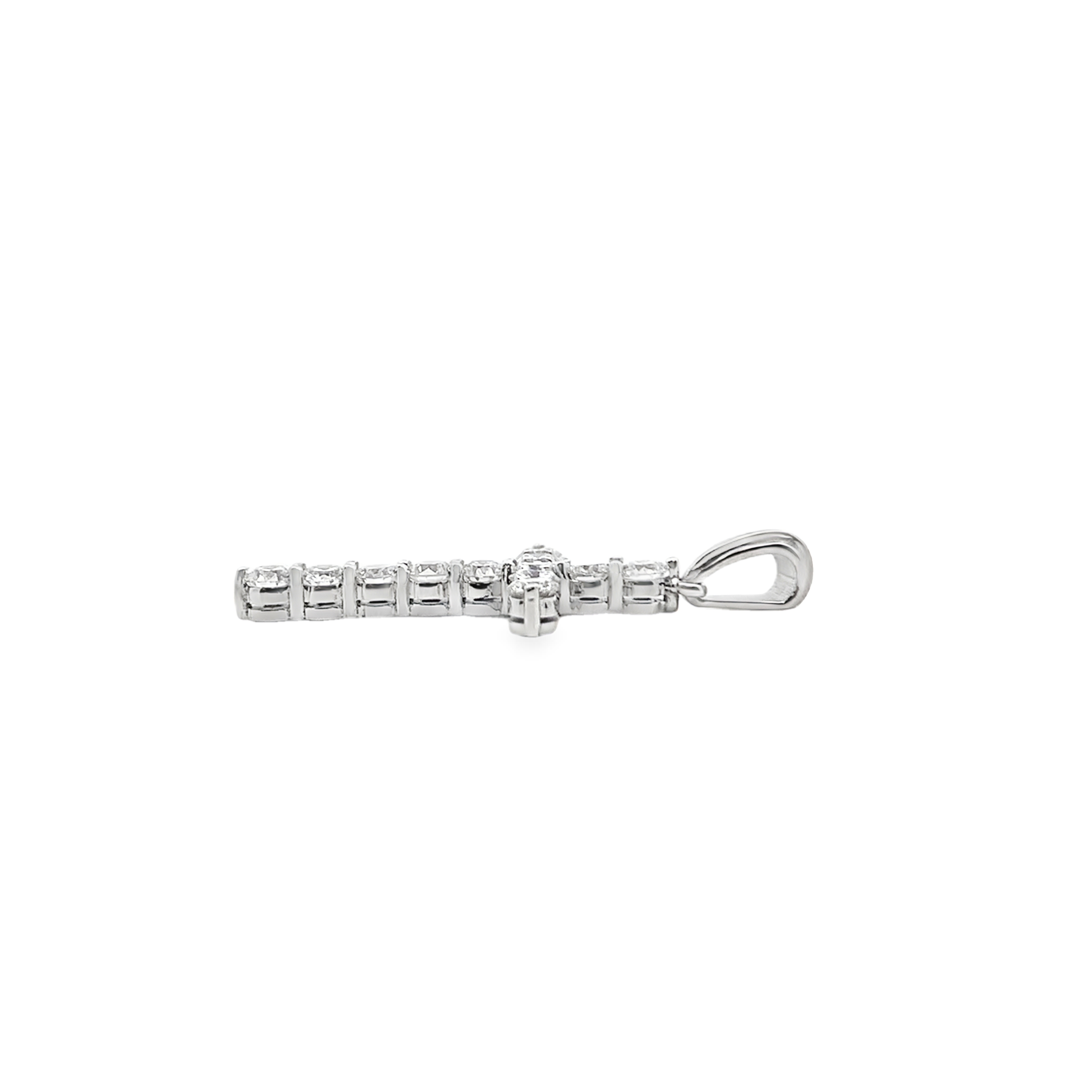 18K White Gold Diamond Cross Pendant