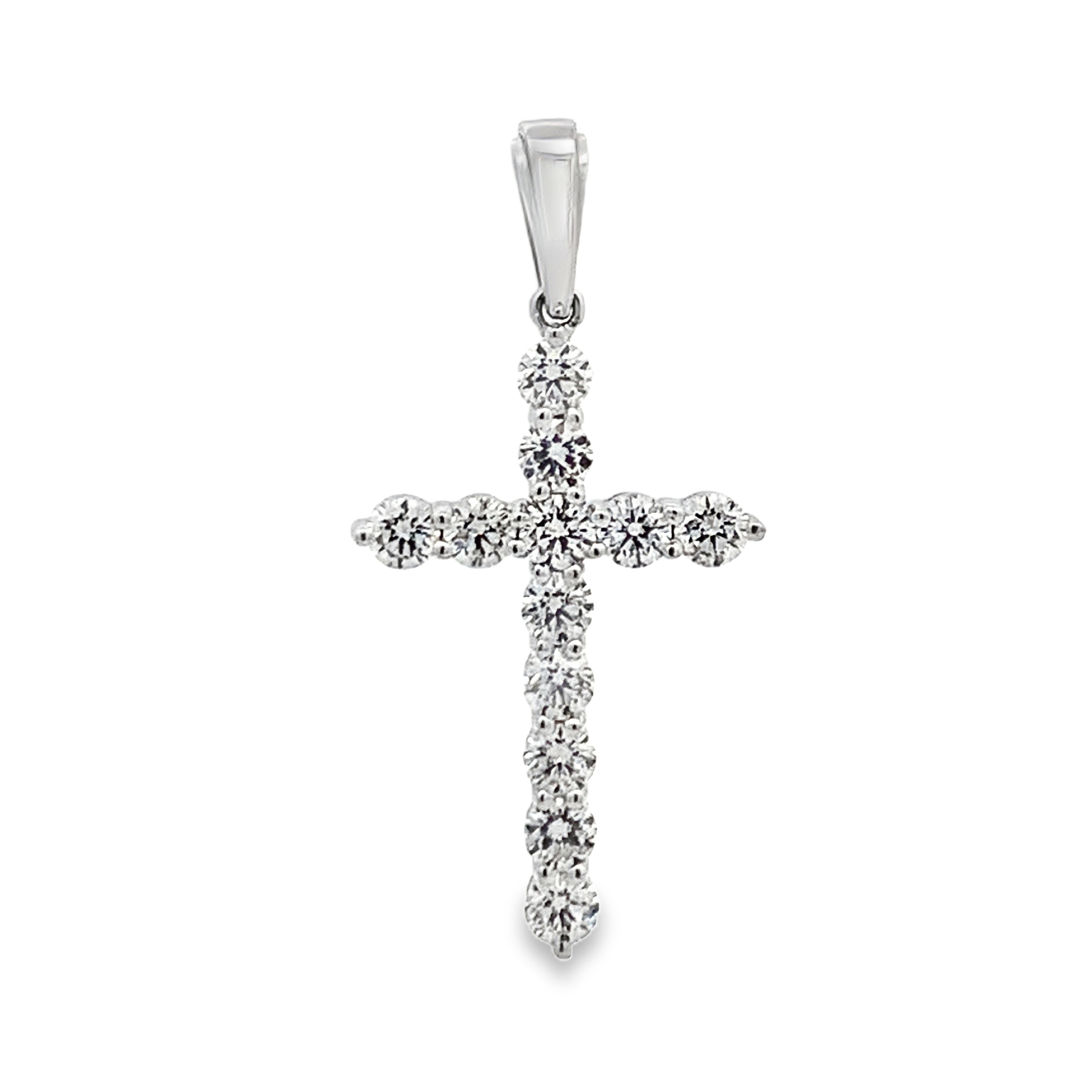 18K White Gold Diamond Cross Pendant