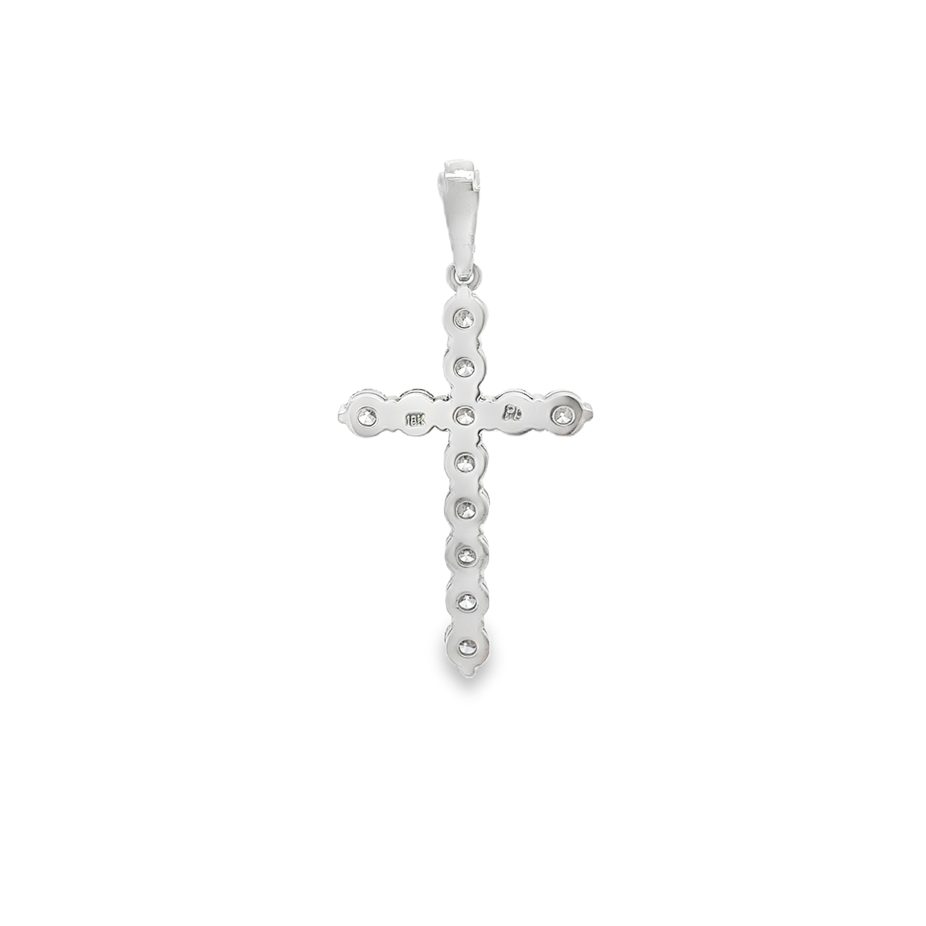 18K White Gold Diamond Cross Pendant