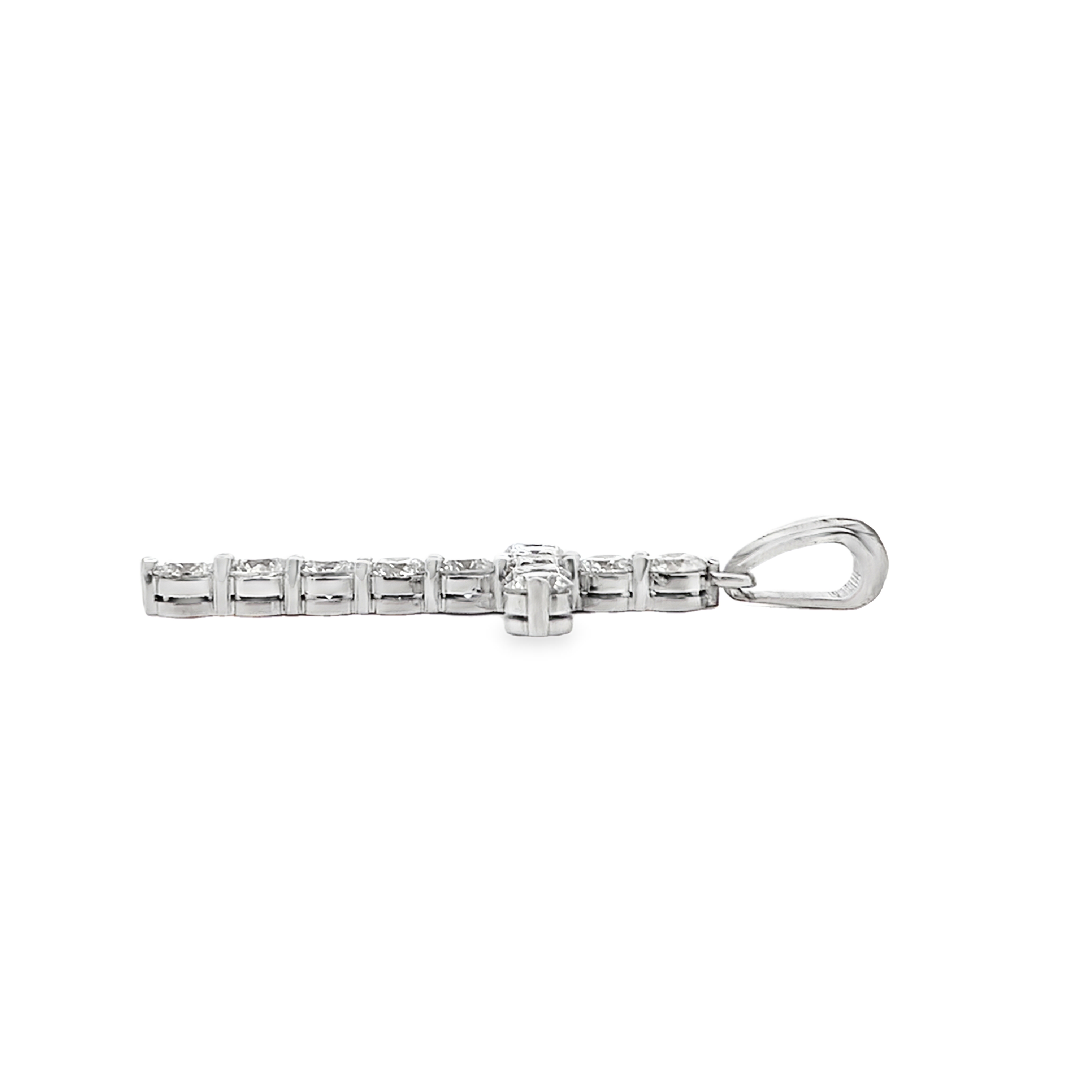 18K White Gold Diamond Cross Pendant