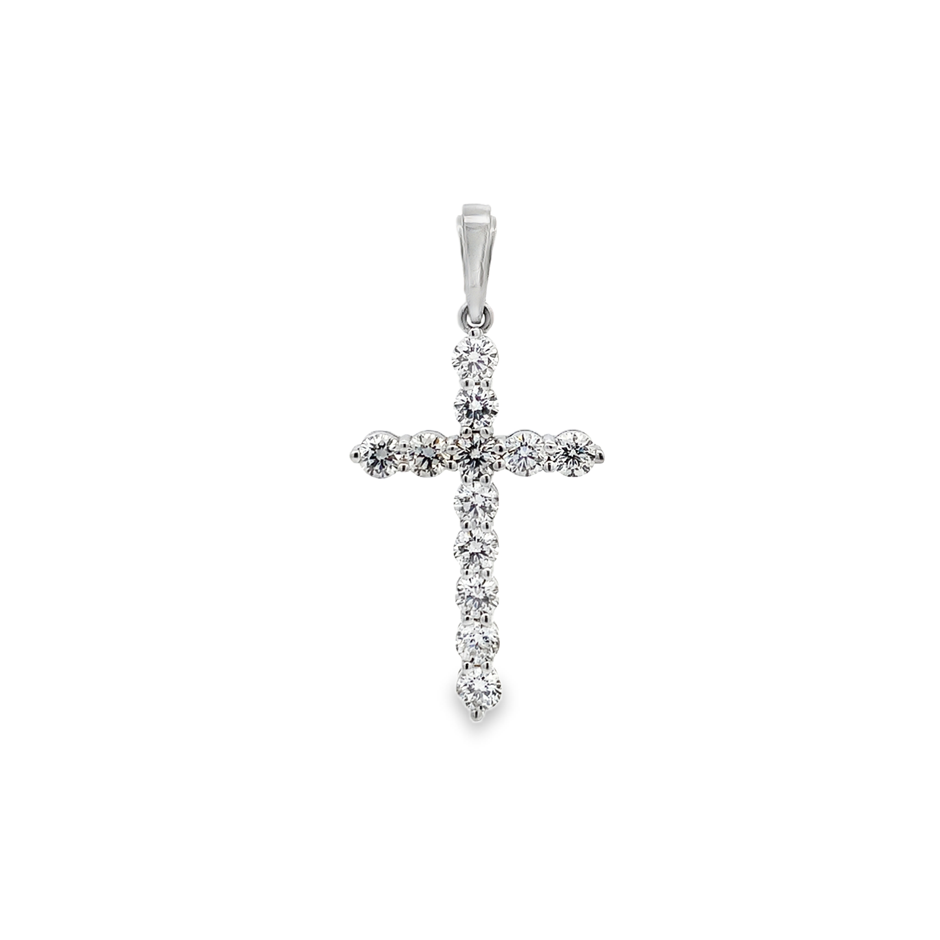 18K White Gold Diamond Cross Pendant