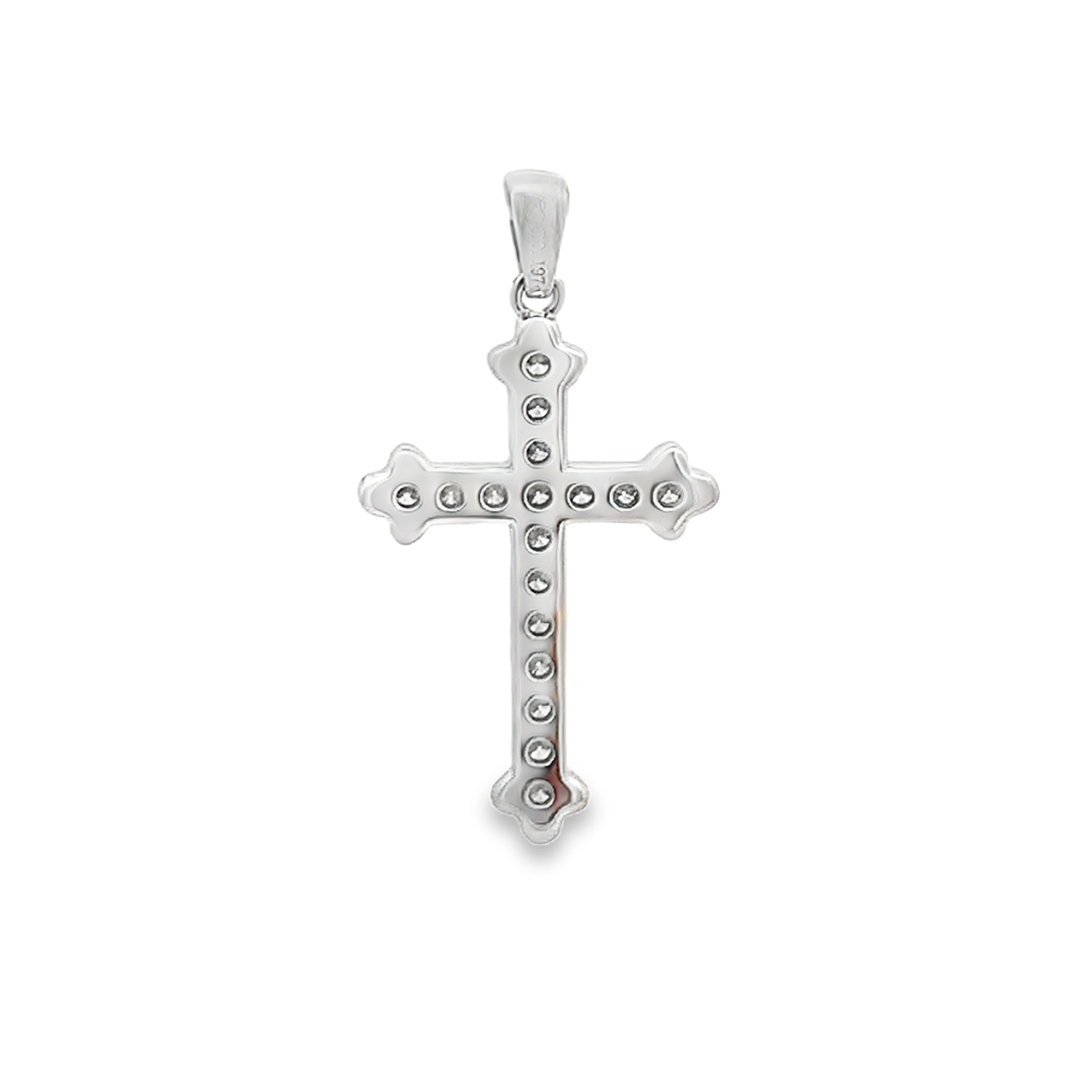 18K White Gold Diamond Cross Pendant