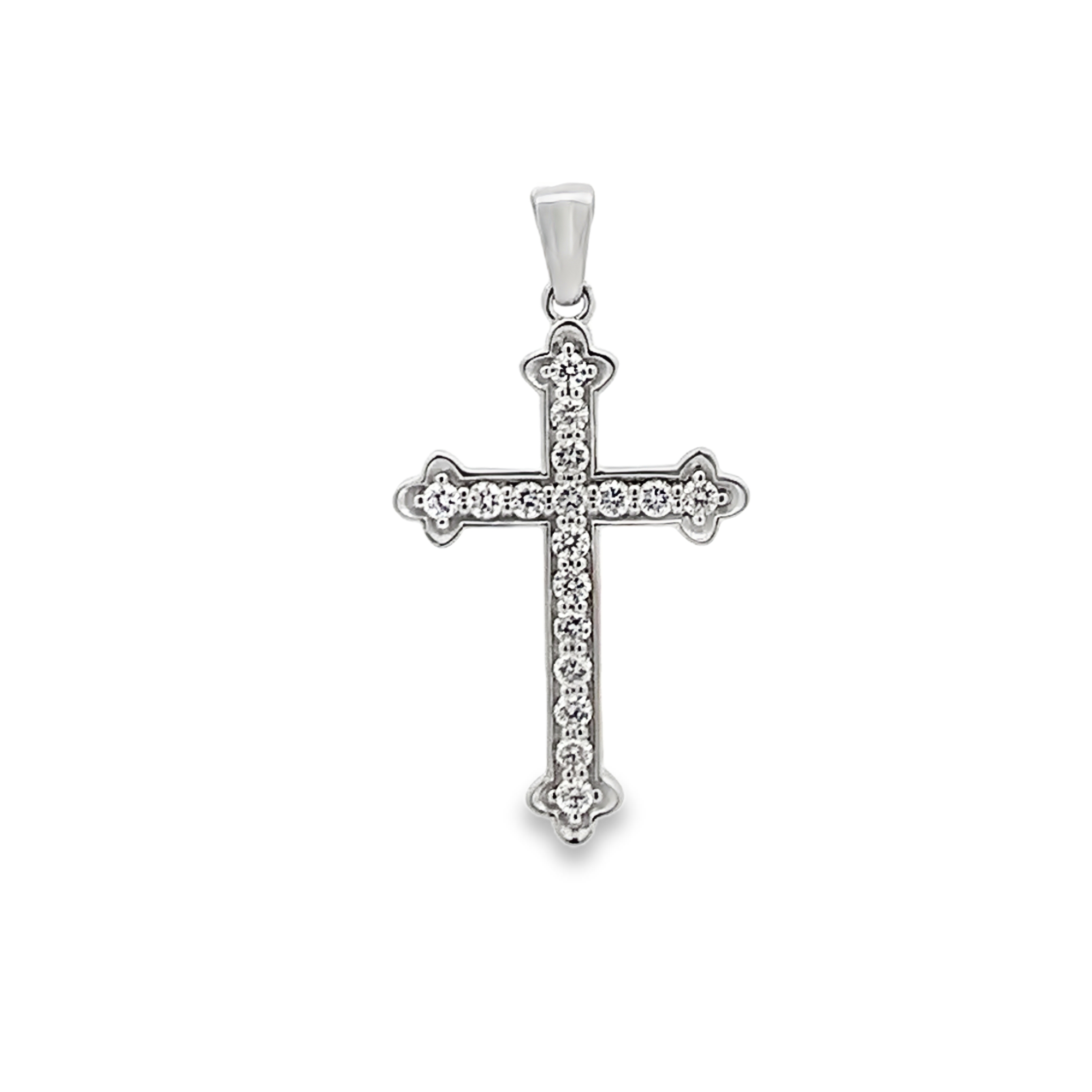 18K White Gold Diamond Cross Pendant