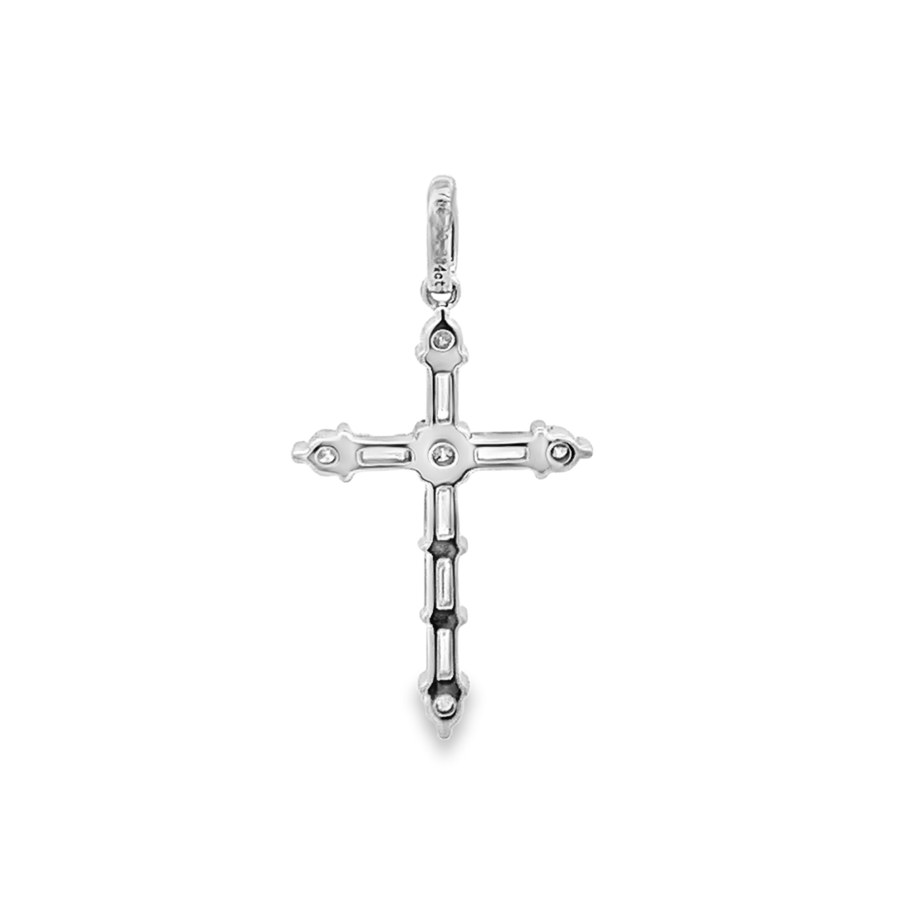 18K White Gold Diamond Cross Pendant
