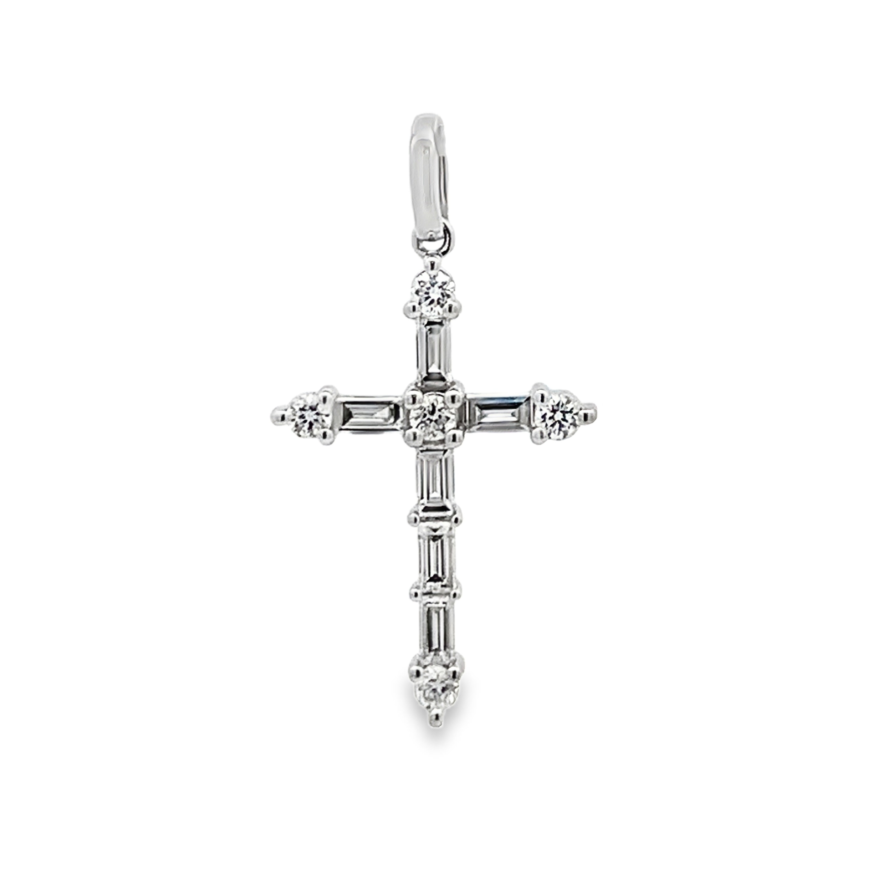 18K White Gold Diamond Cross Pendant