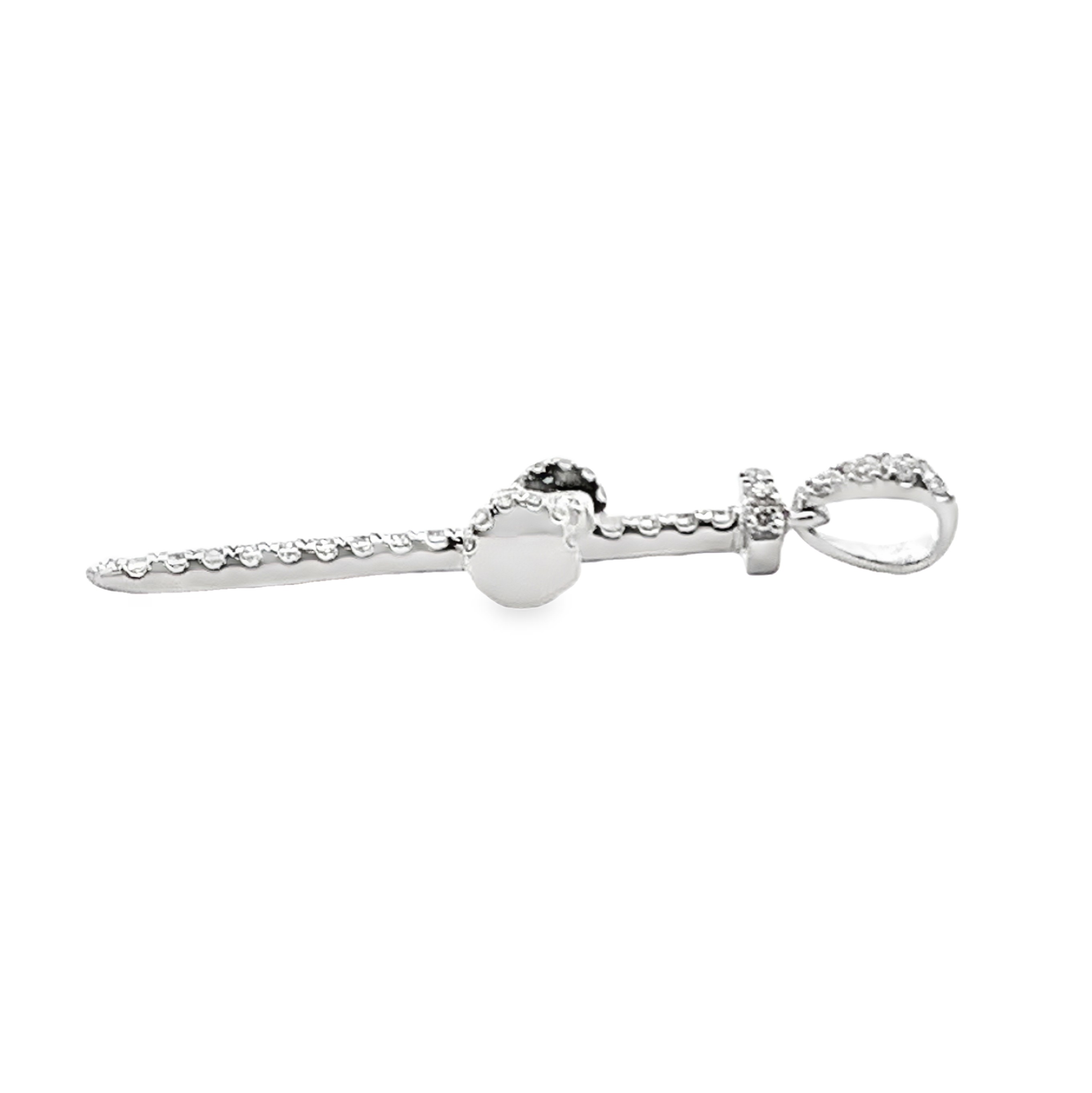 18K White Gold Diamond Nails Cross Pendant