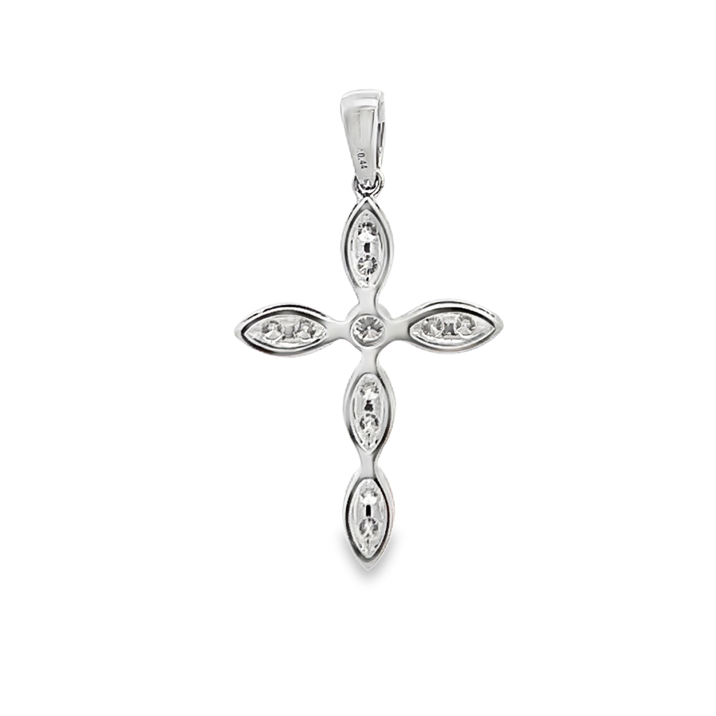 18K White Gold Diamond Cross Pendant