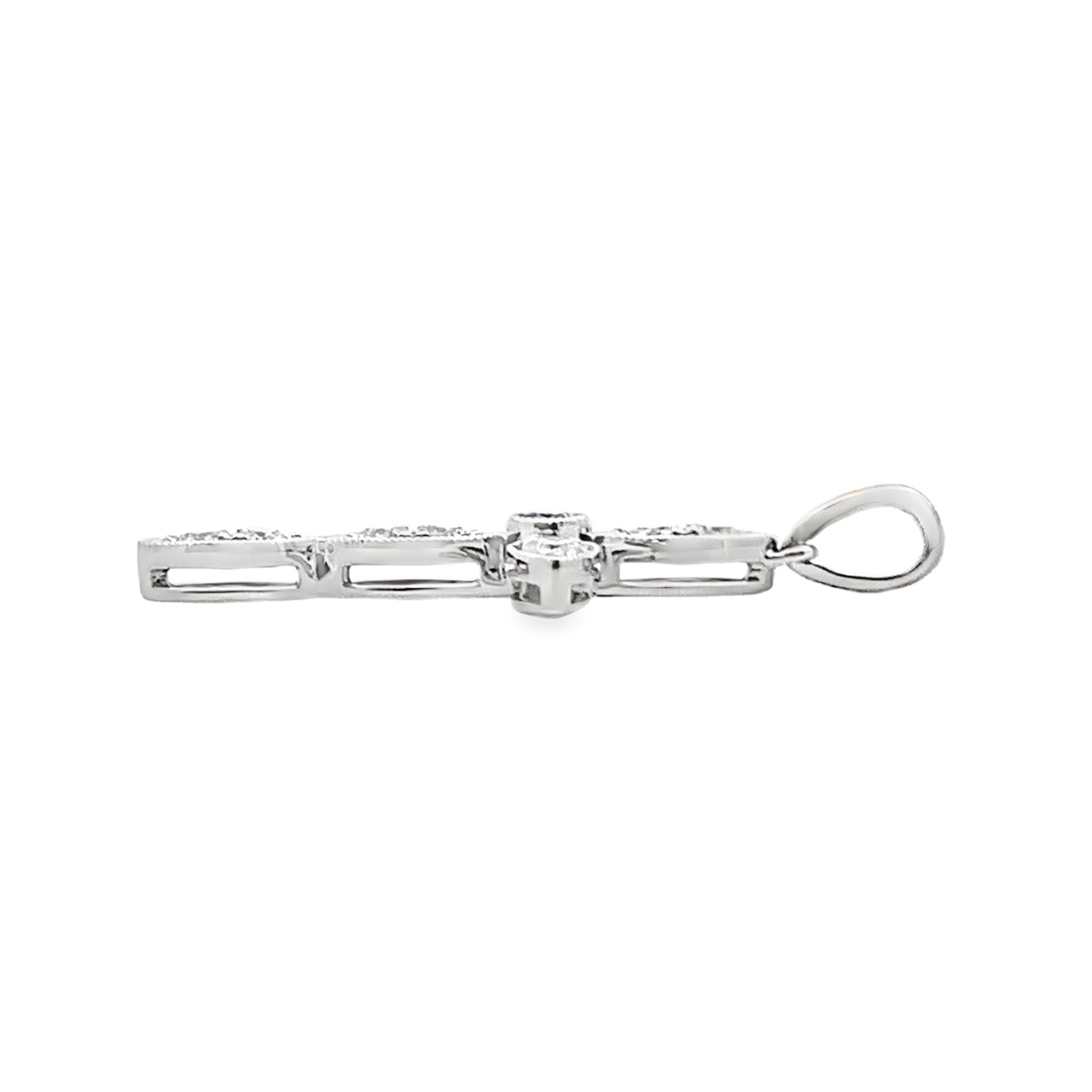 18K White Gold Diamond Cross Pendant