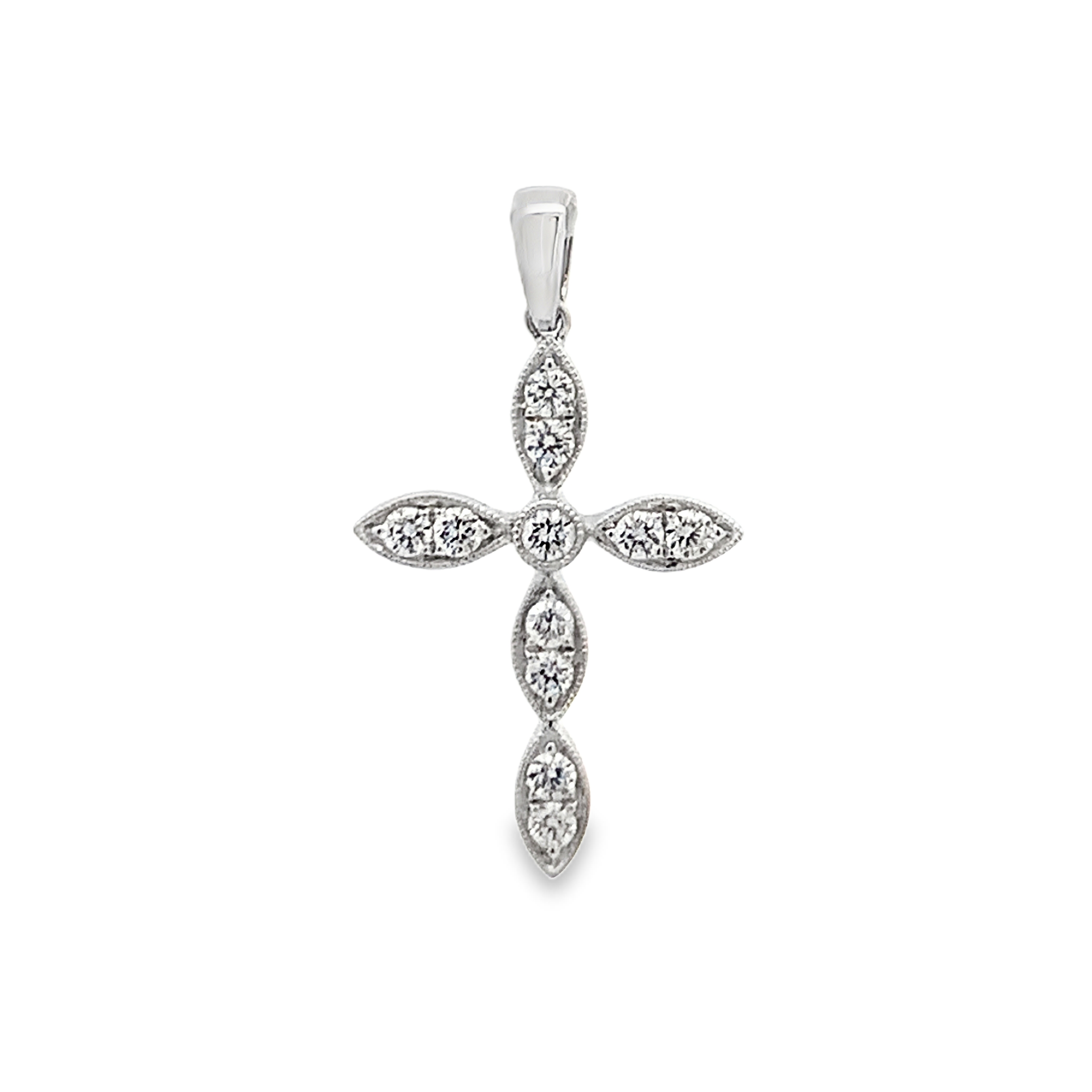 18K White Gold Diamond Cross Pendant