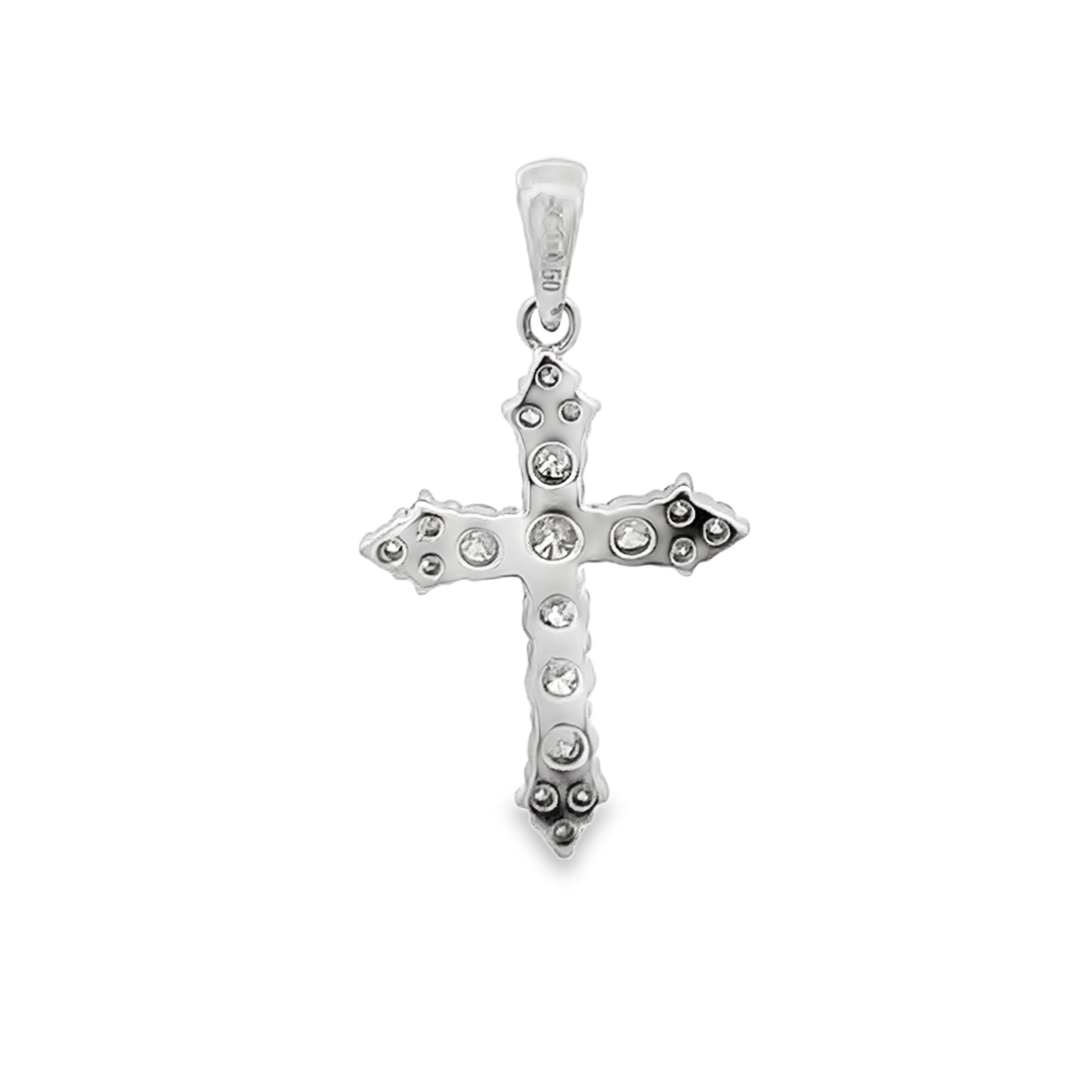 18K White Gold Diamond Cross Pendant