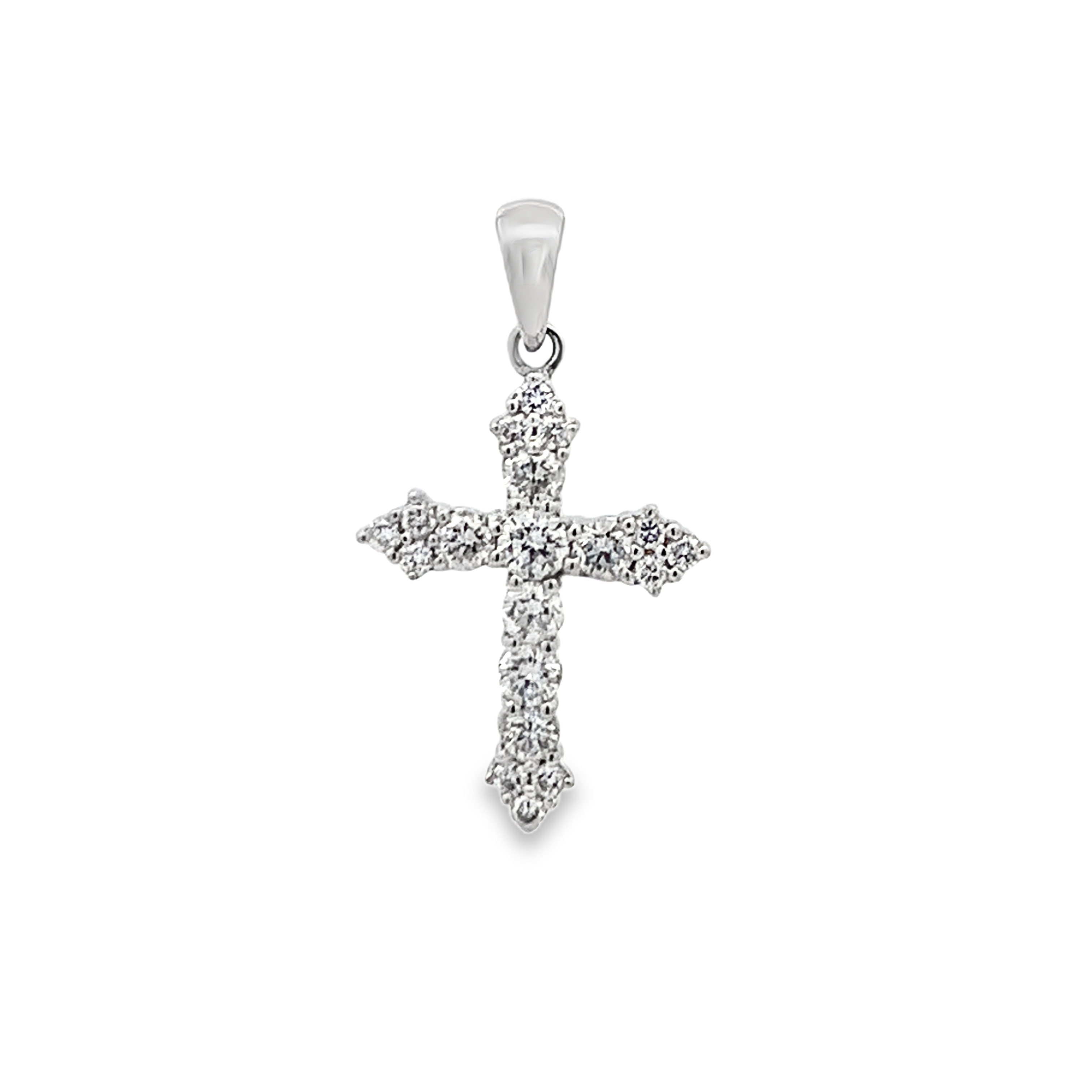 18K White Gold Diamond Cross Pendant