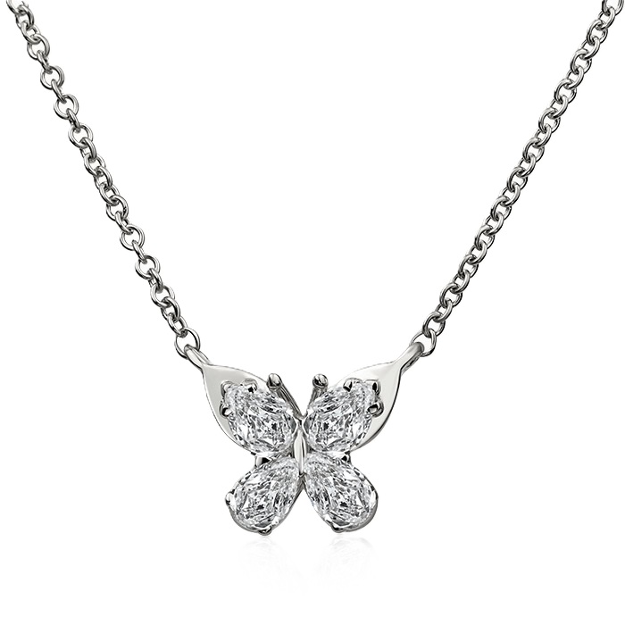 Christopher Designs 14K White Gold Diamond Butterfly Pendant with Chain