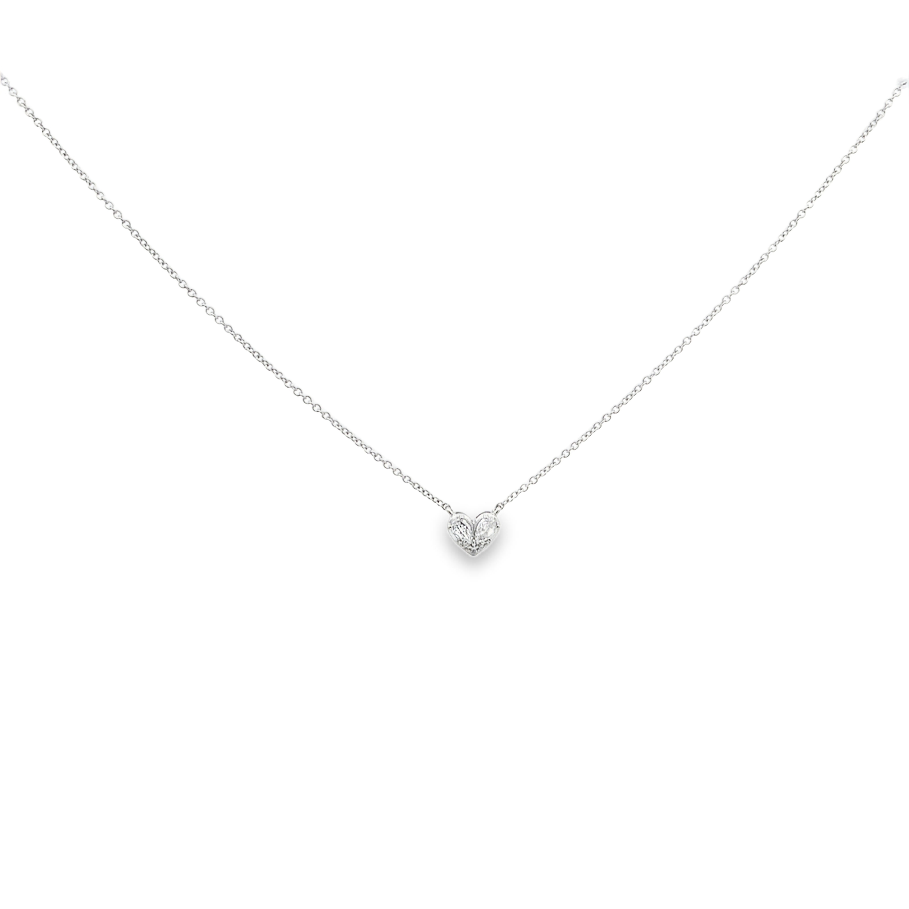 Christopher Designs 14K White Gold Diamond Heart-Shaped Pendant with Chain