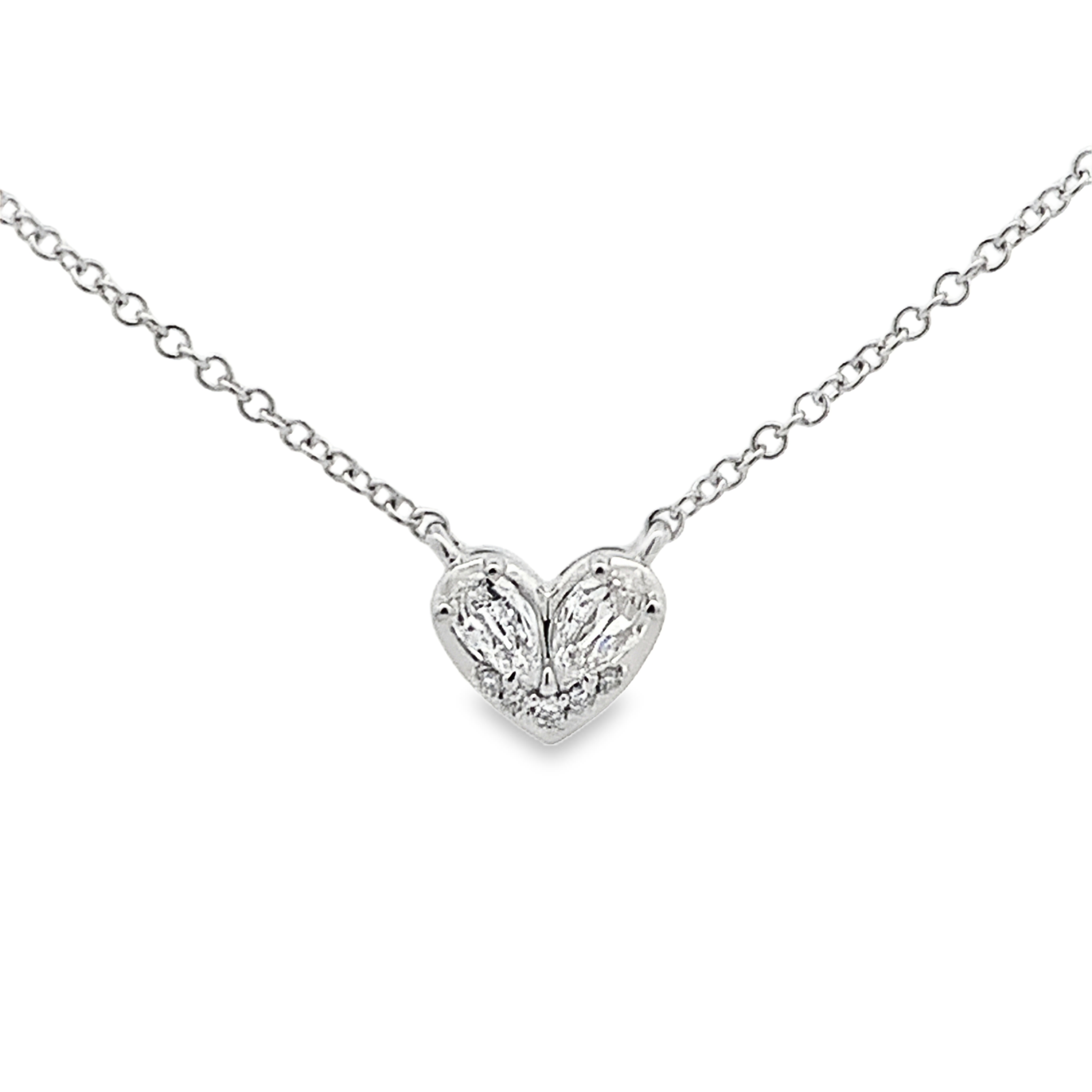 Christopher Designs 14K White Gold Diamond Heart-Shaped Pendant with Chain