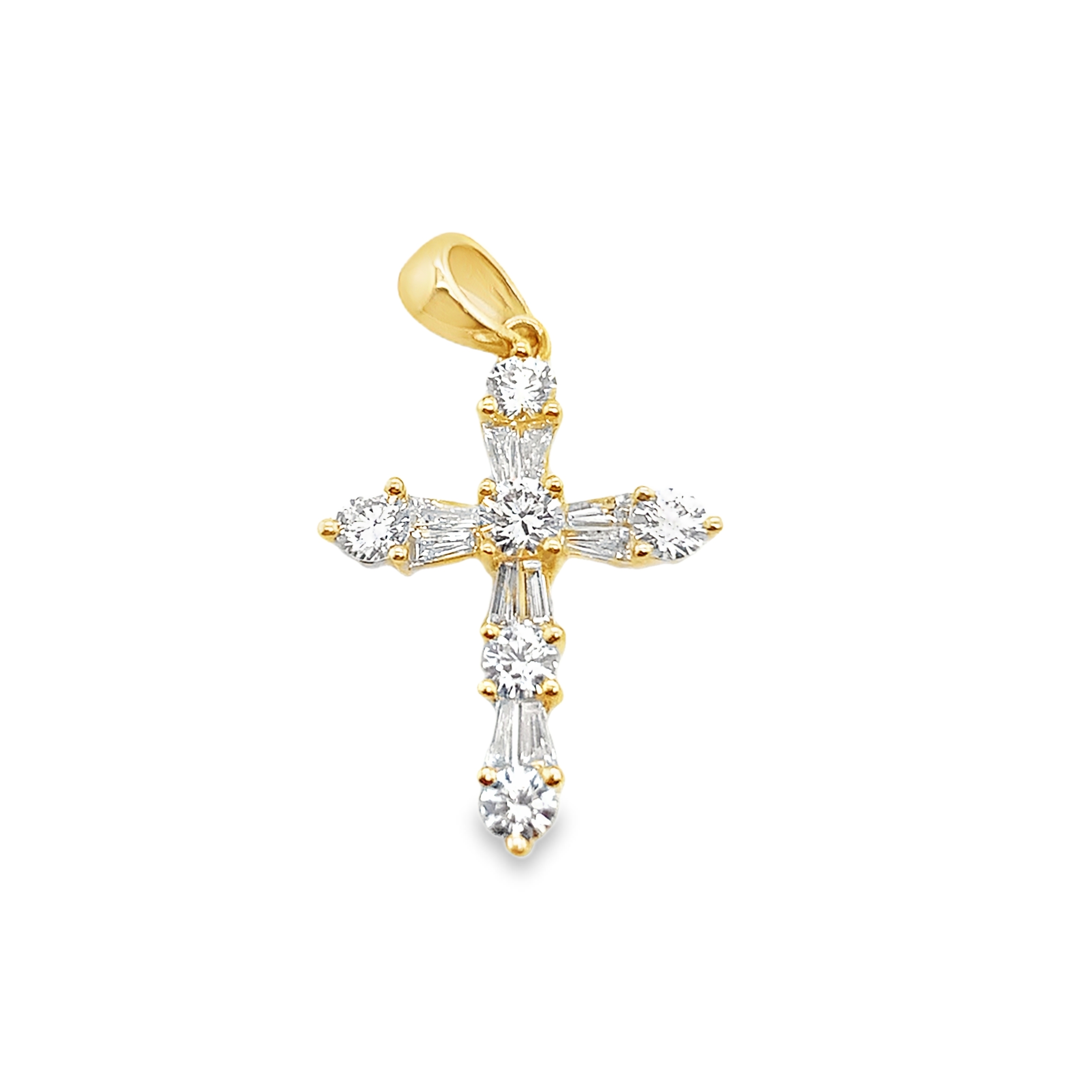 18K Yellow Gold Diamond Cross Pendant