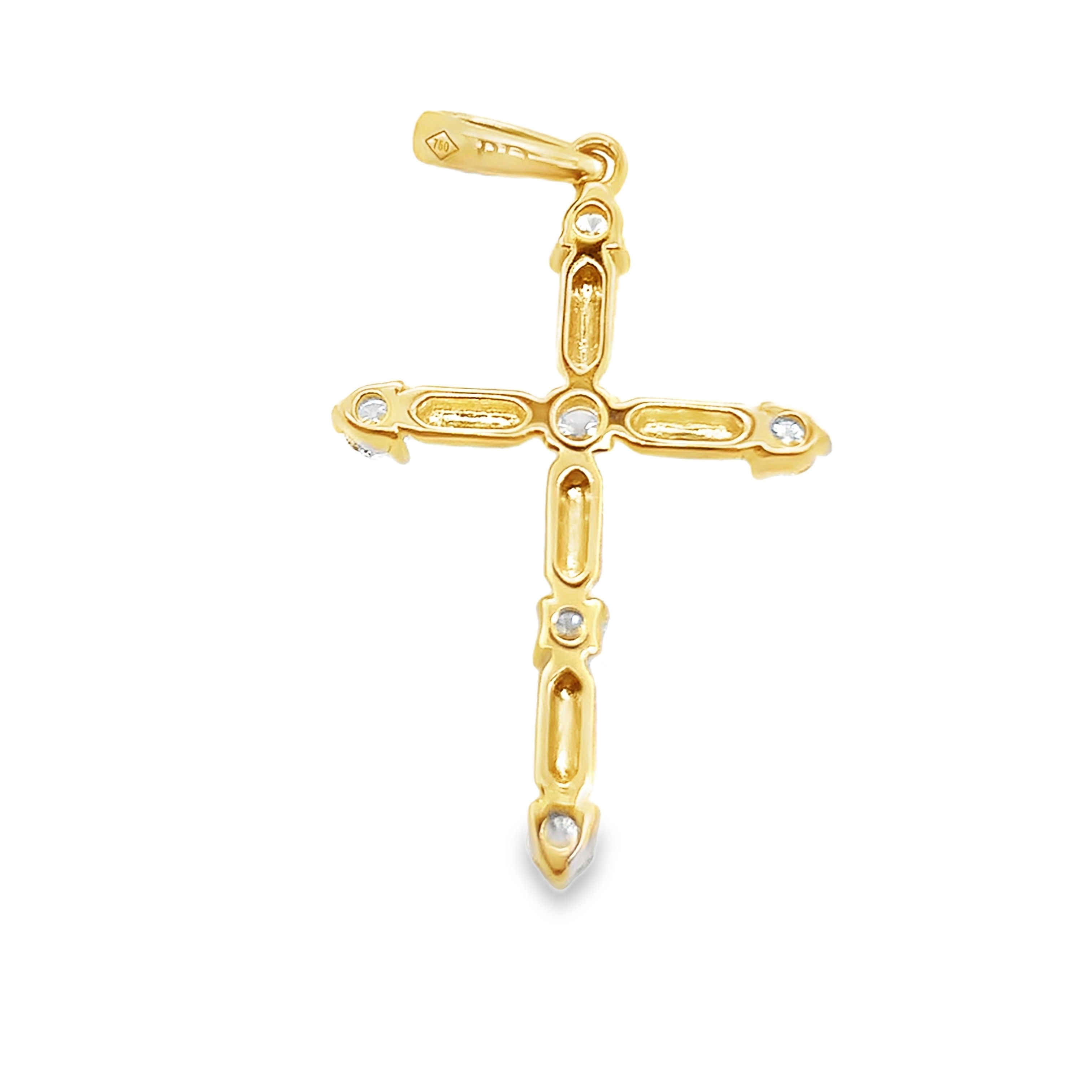 18K Yellow Gold Diamond Cross Pendant