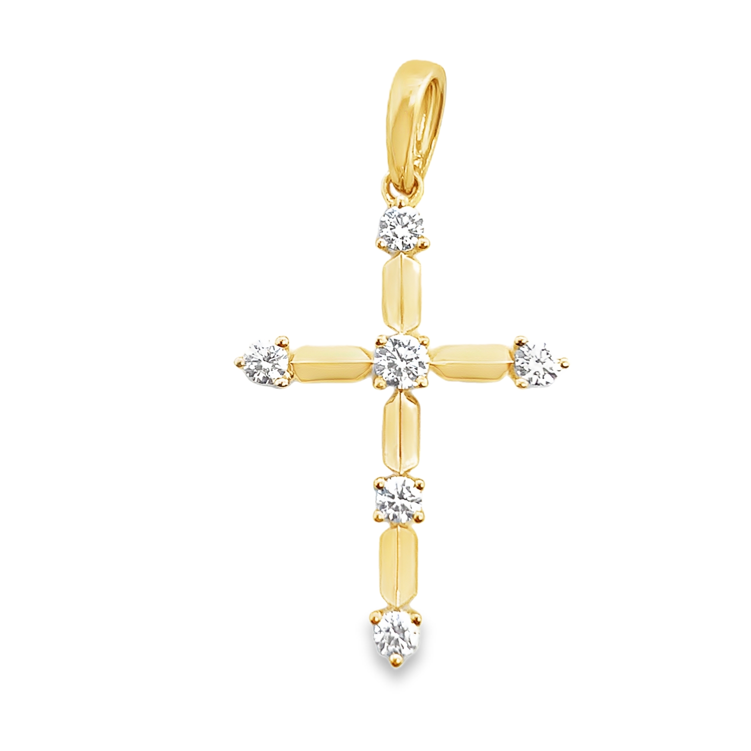 18K Yellow Gold Diamond Cross Pendant