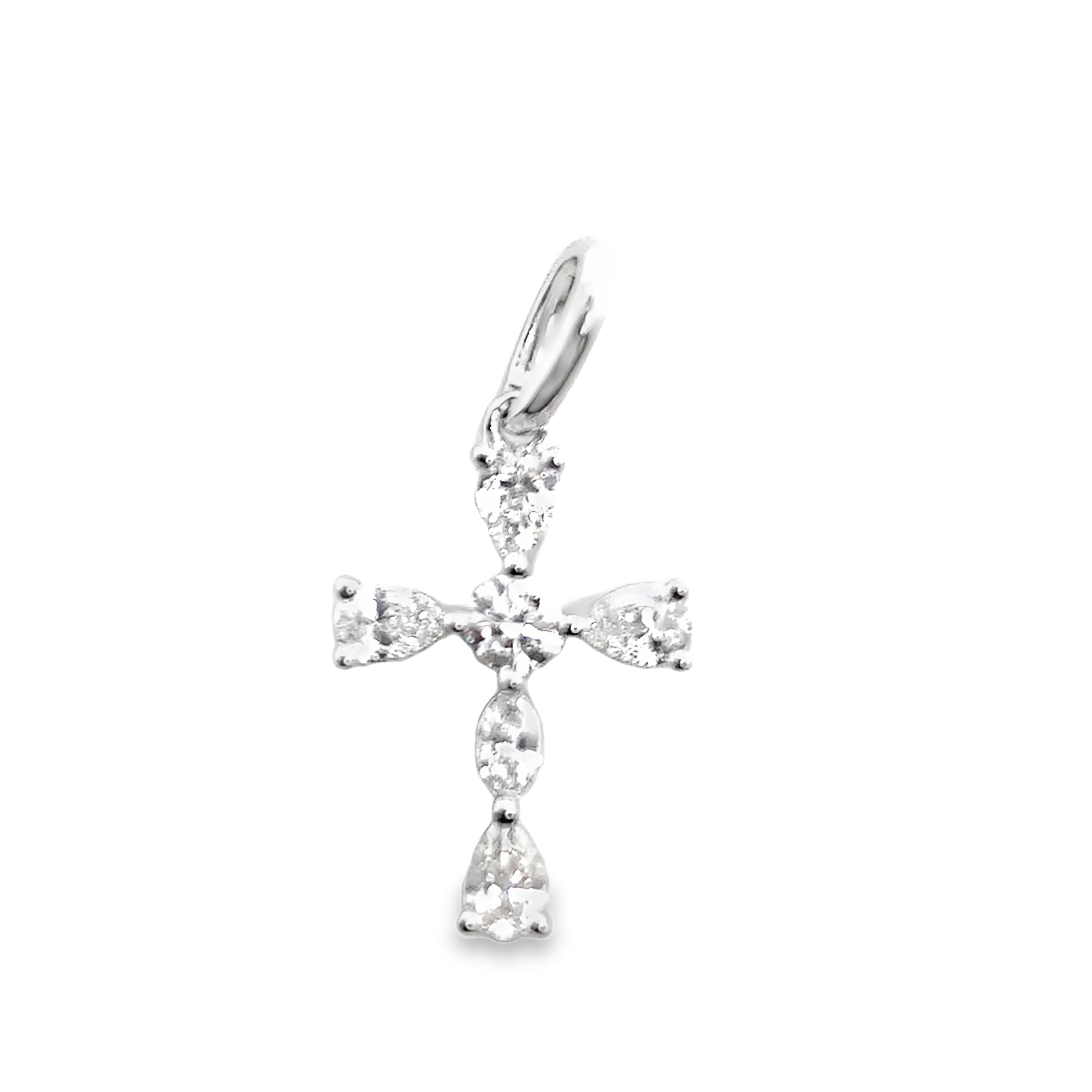 18K White Gold Diamond Cross Pendant