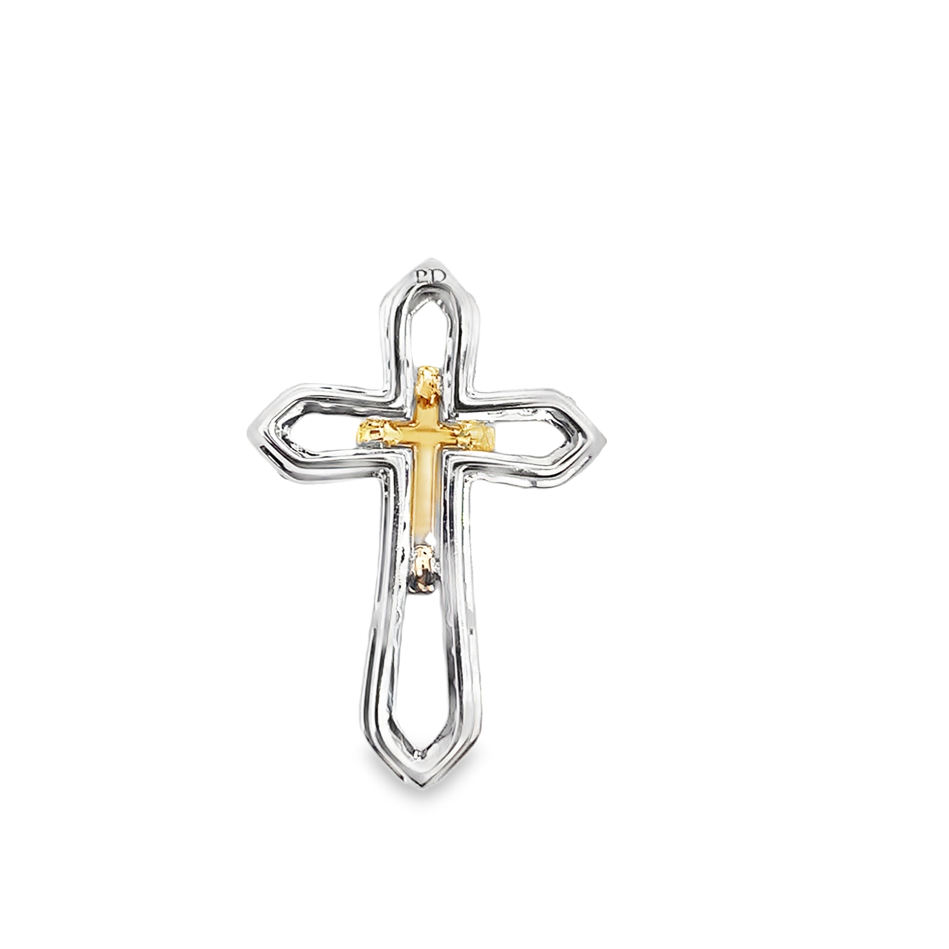 18K White & Yellow Gold Diamond Cross Pendant