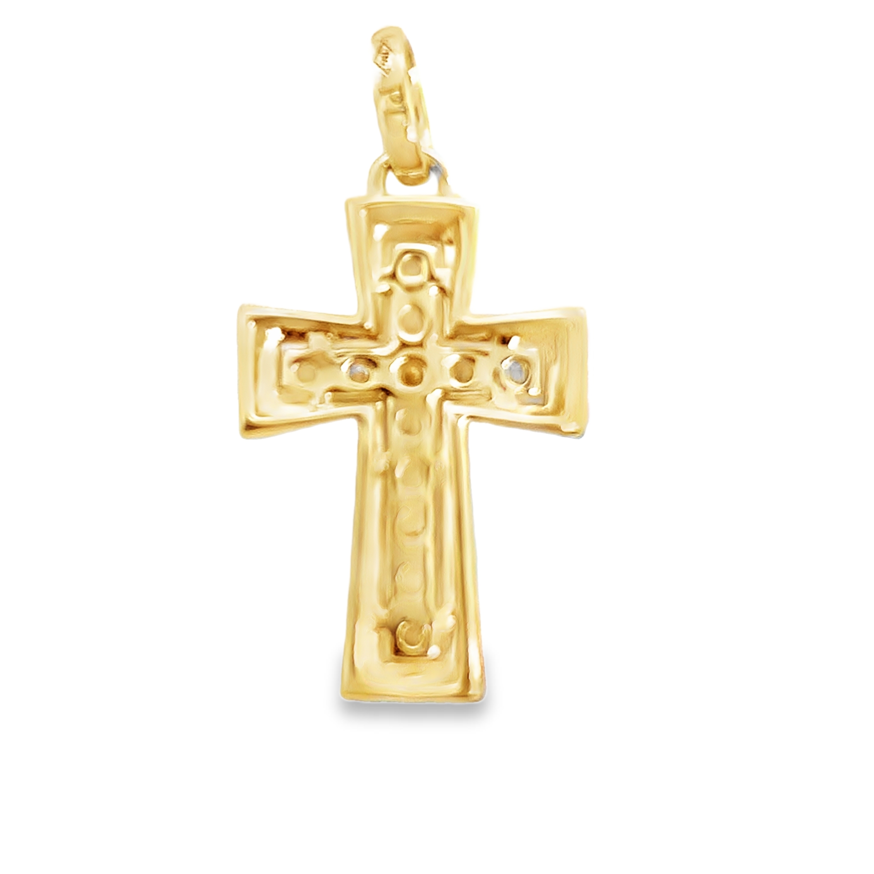 18K Yellow Gold Diamond Cross Pendant