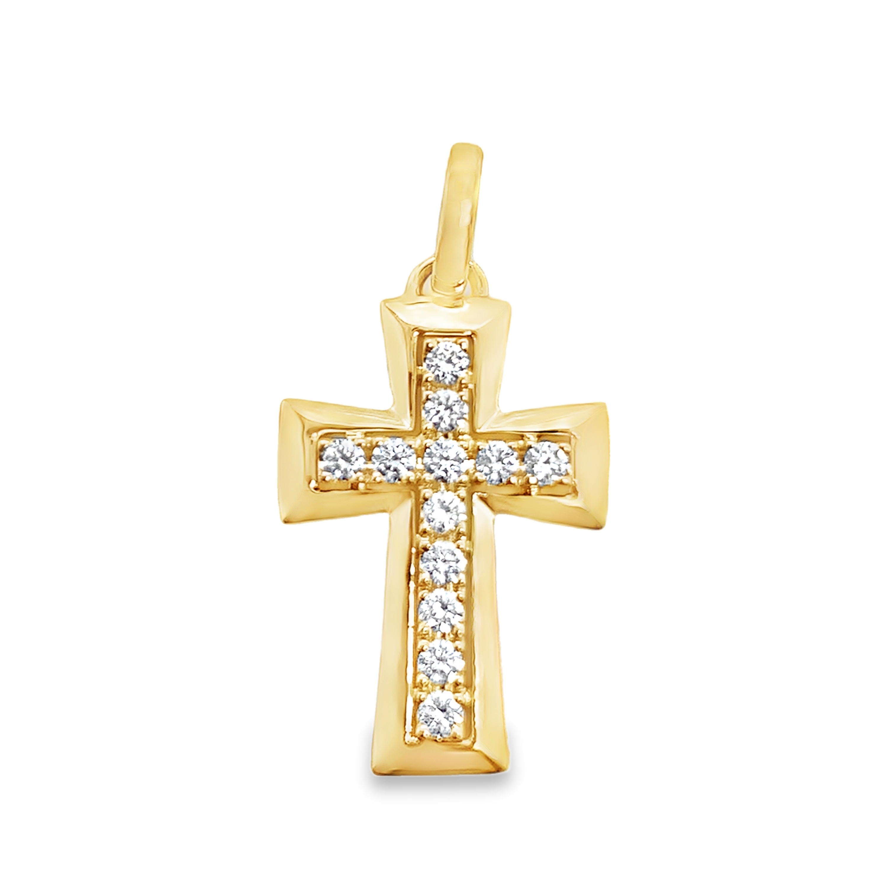 18K Yellow Gold Diamond Cross Pendant