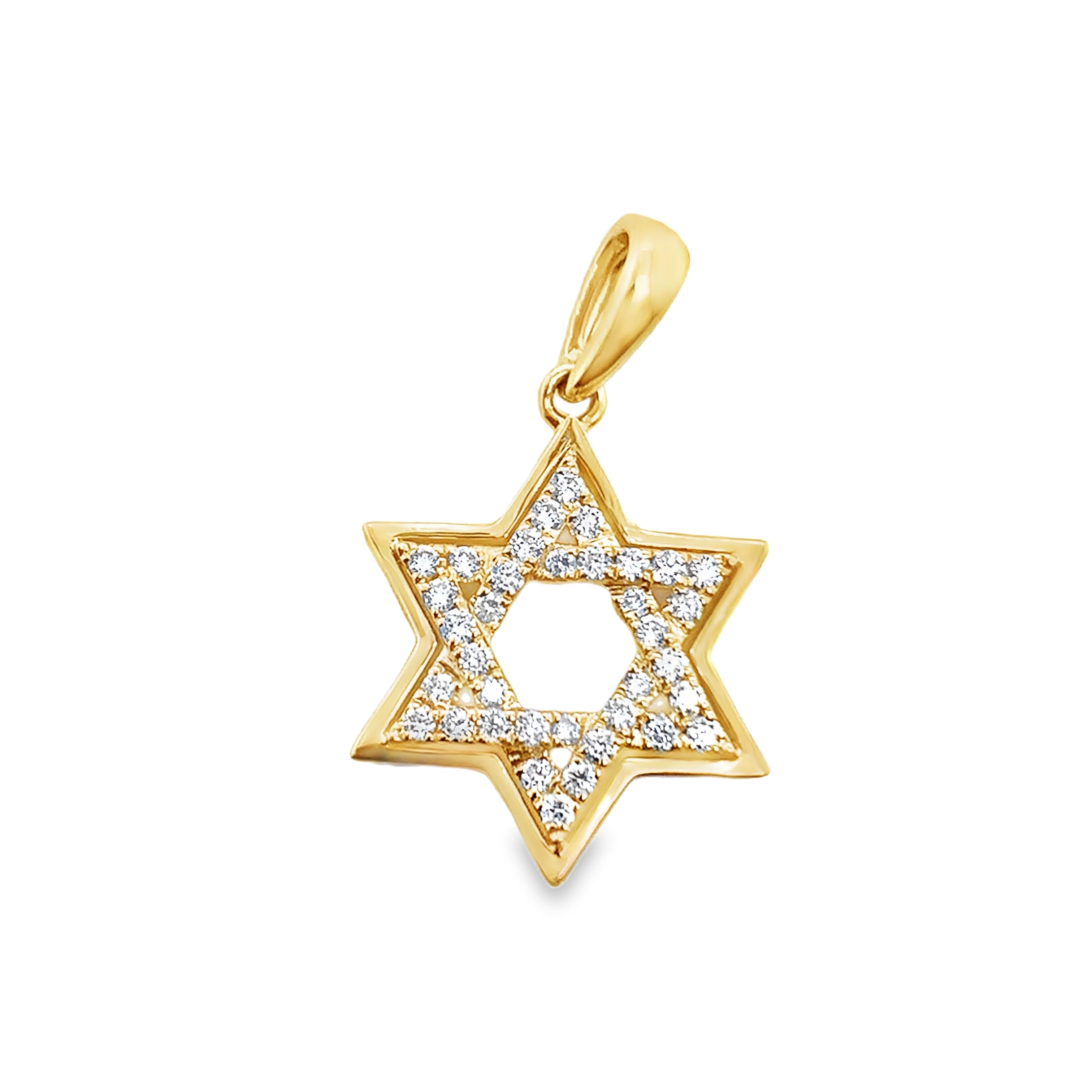 18K Yellow Gold Diamond Star of David Pendant