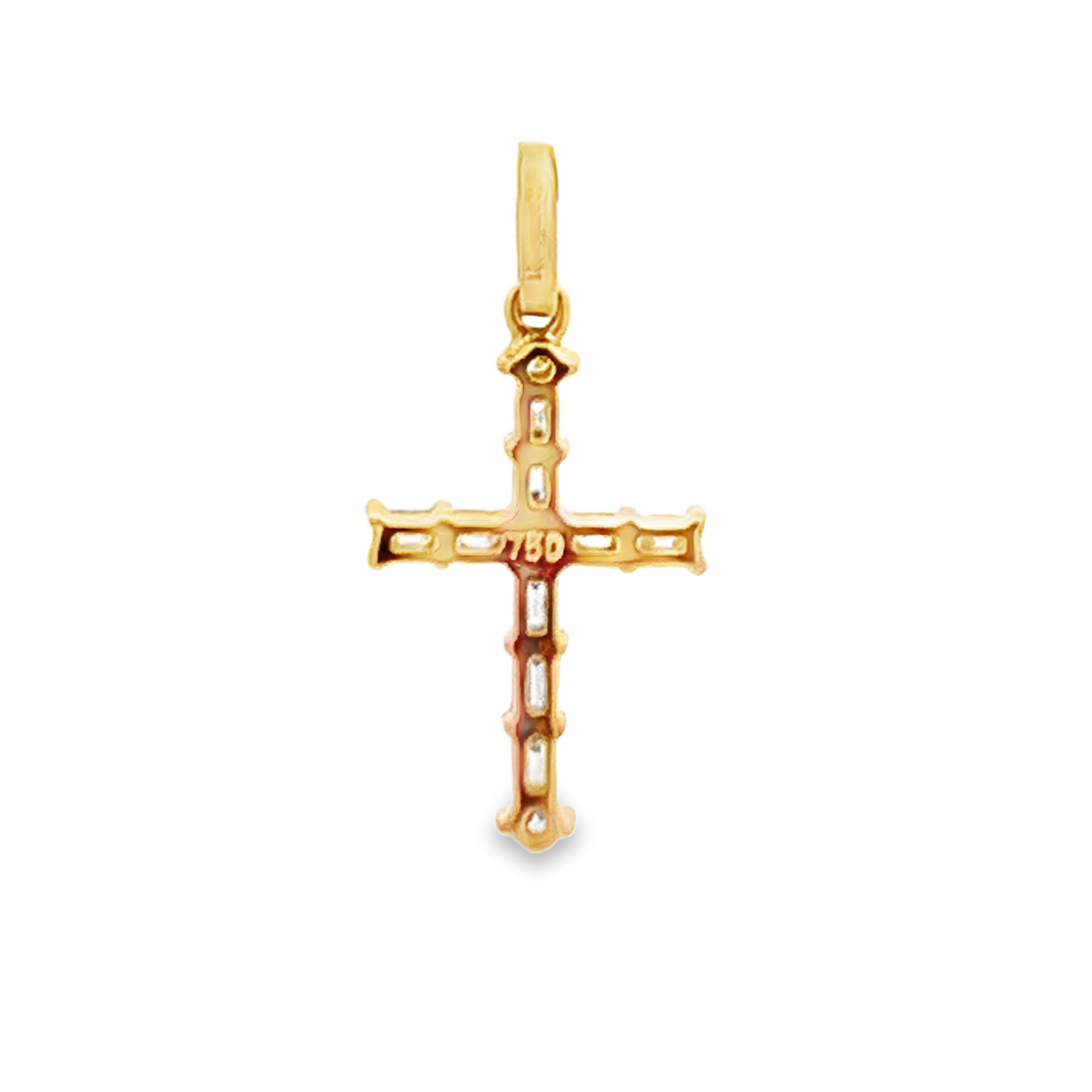 18K Yellow Gold Diamond Cross Pendant
