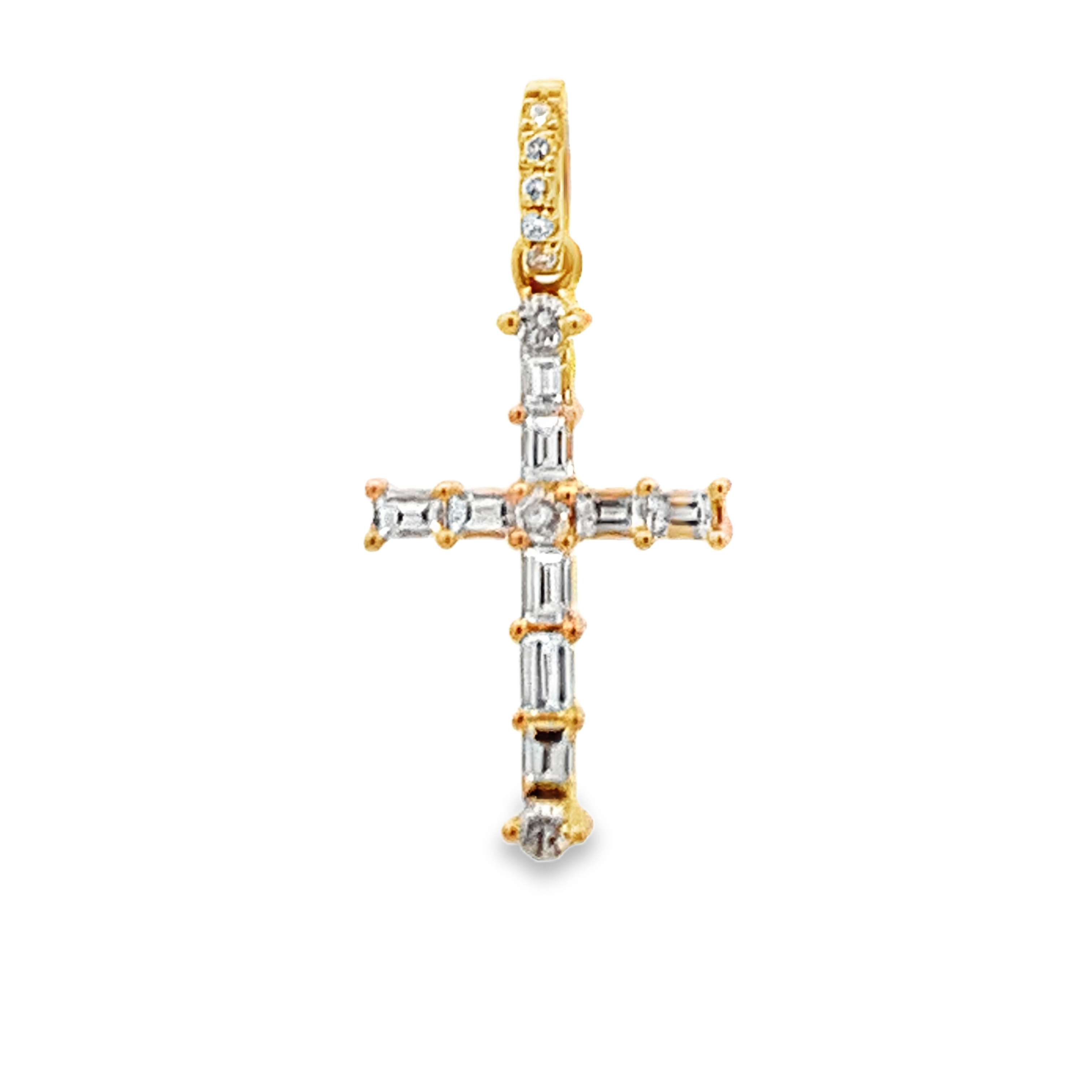 18K Yellow Gold Diamond Cross Pendant