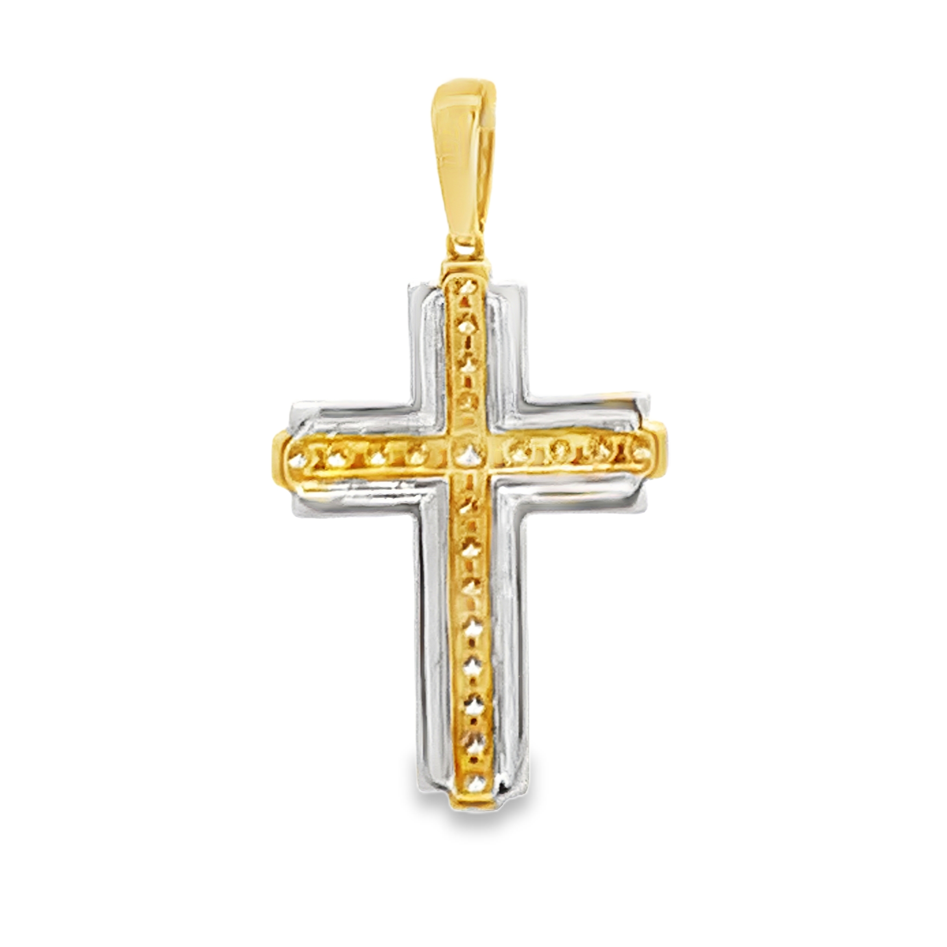 18K Yellow Gold Diamond Cross Pendant