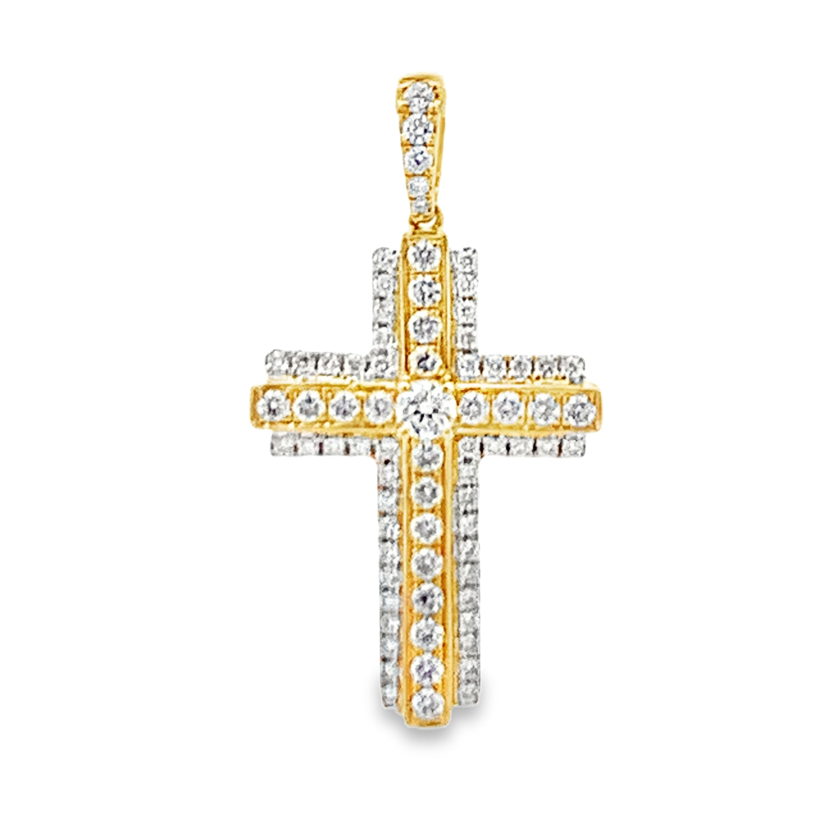 18K Yellow Gold Diamond Cross Pendant