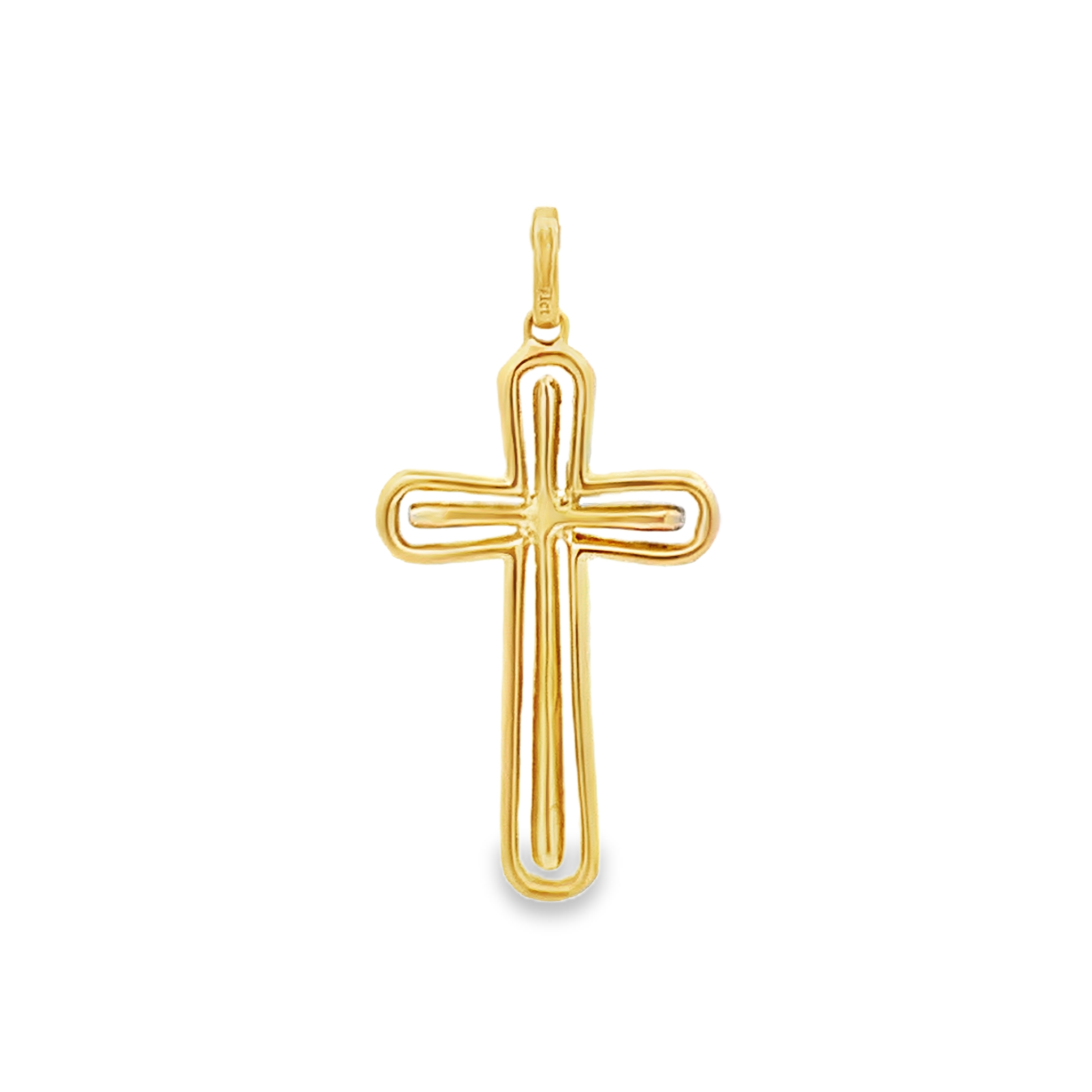 18K Yellow Gold Diamond Cross Pendant with 99 Round Diamonds 0.47 CTW F-G VS2-SI1