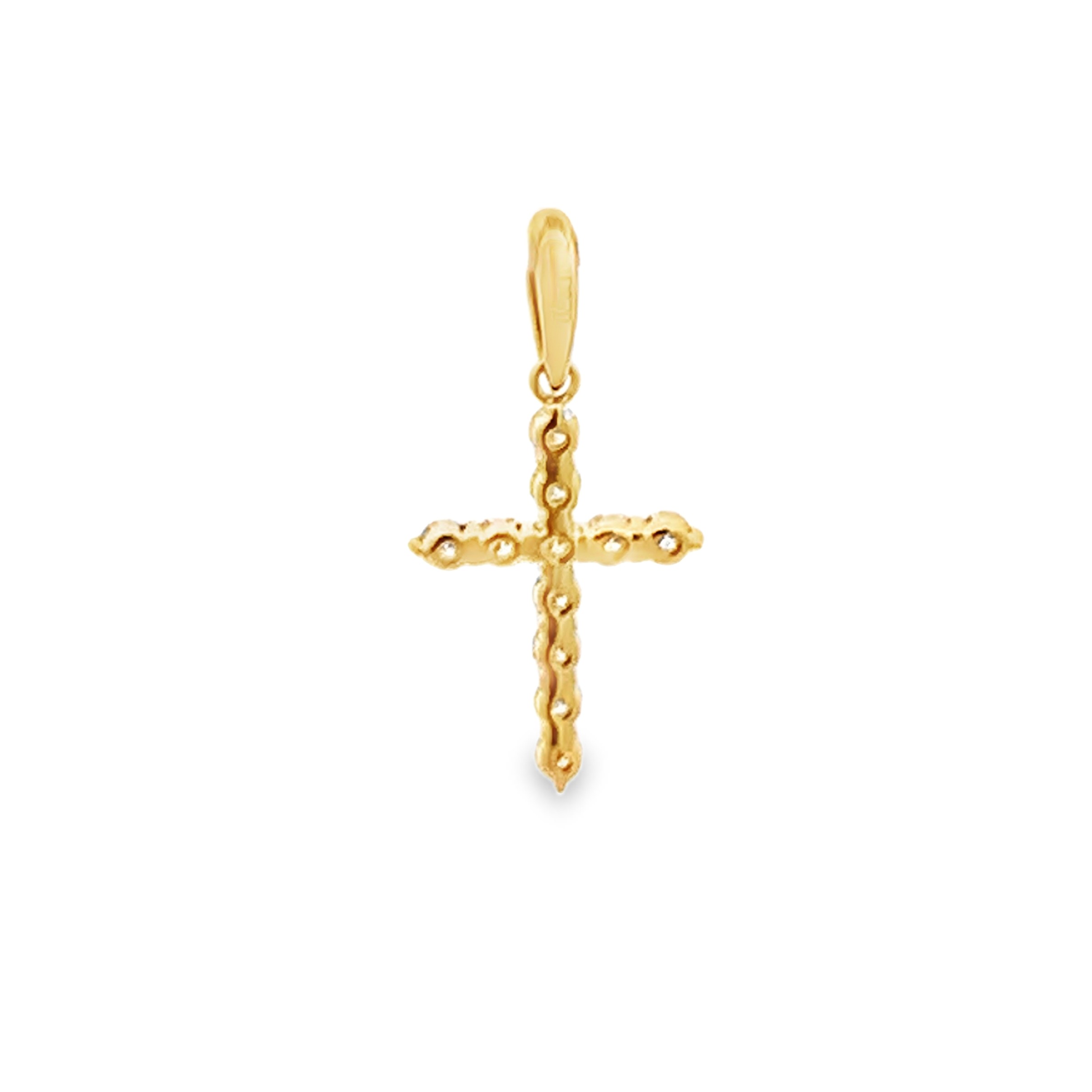 18K Yellow Gold Small Diamond Cross Pendant