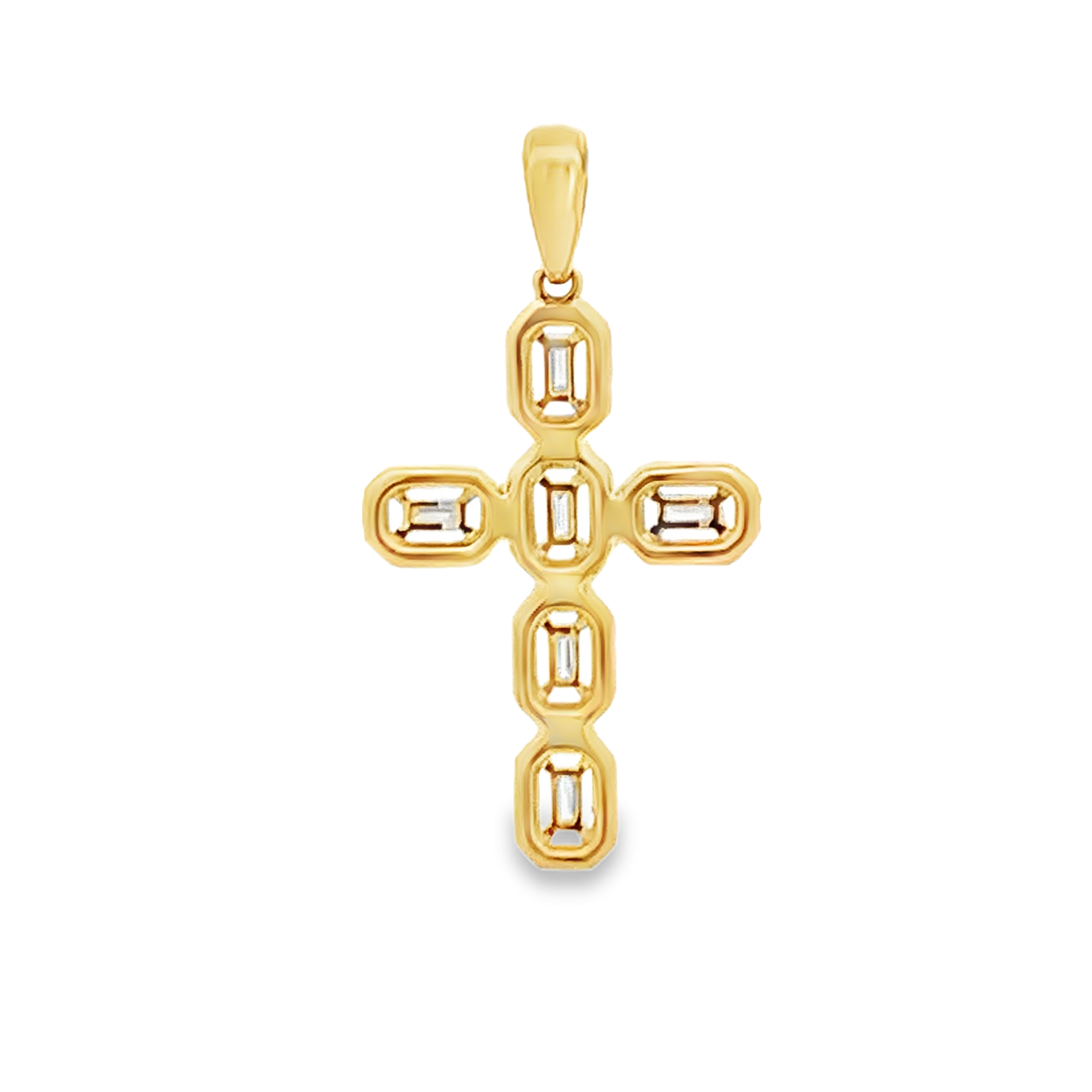 18K Yellow Gold Diamond Cross Pendant