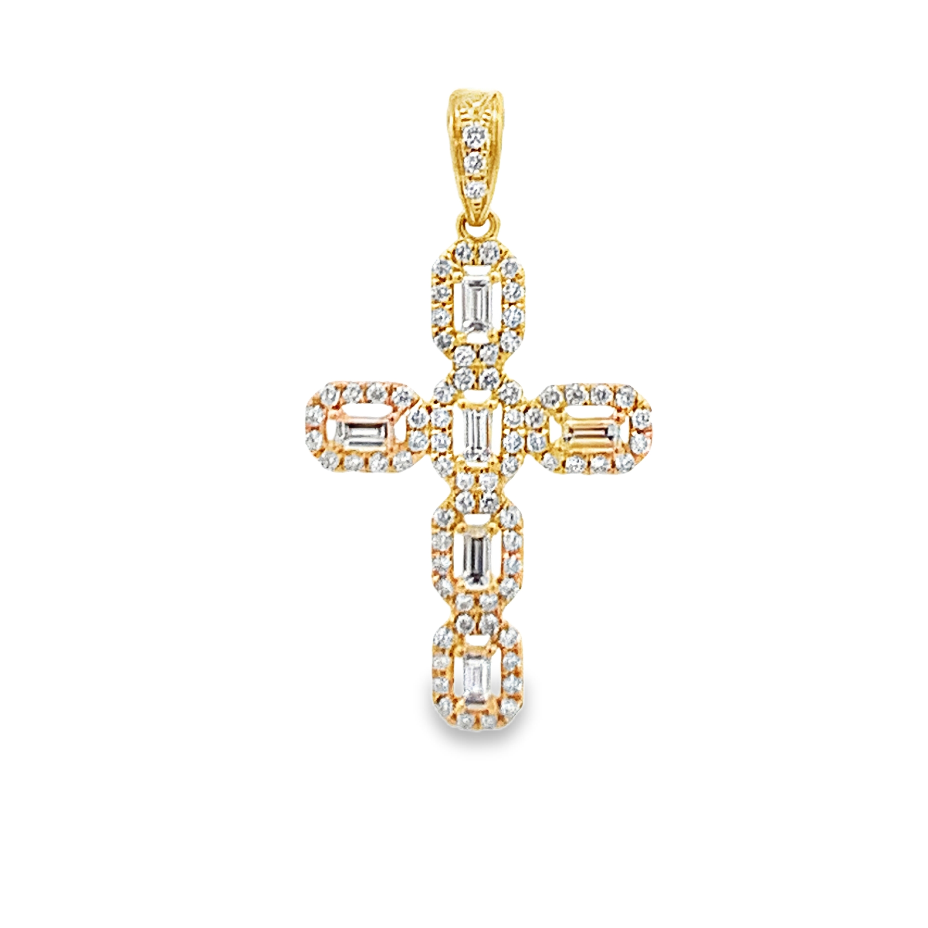 18K Yellow Gold Diamond Cross Pendant