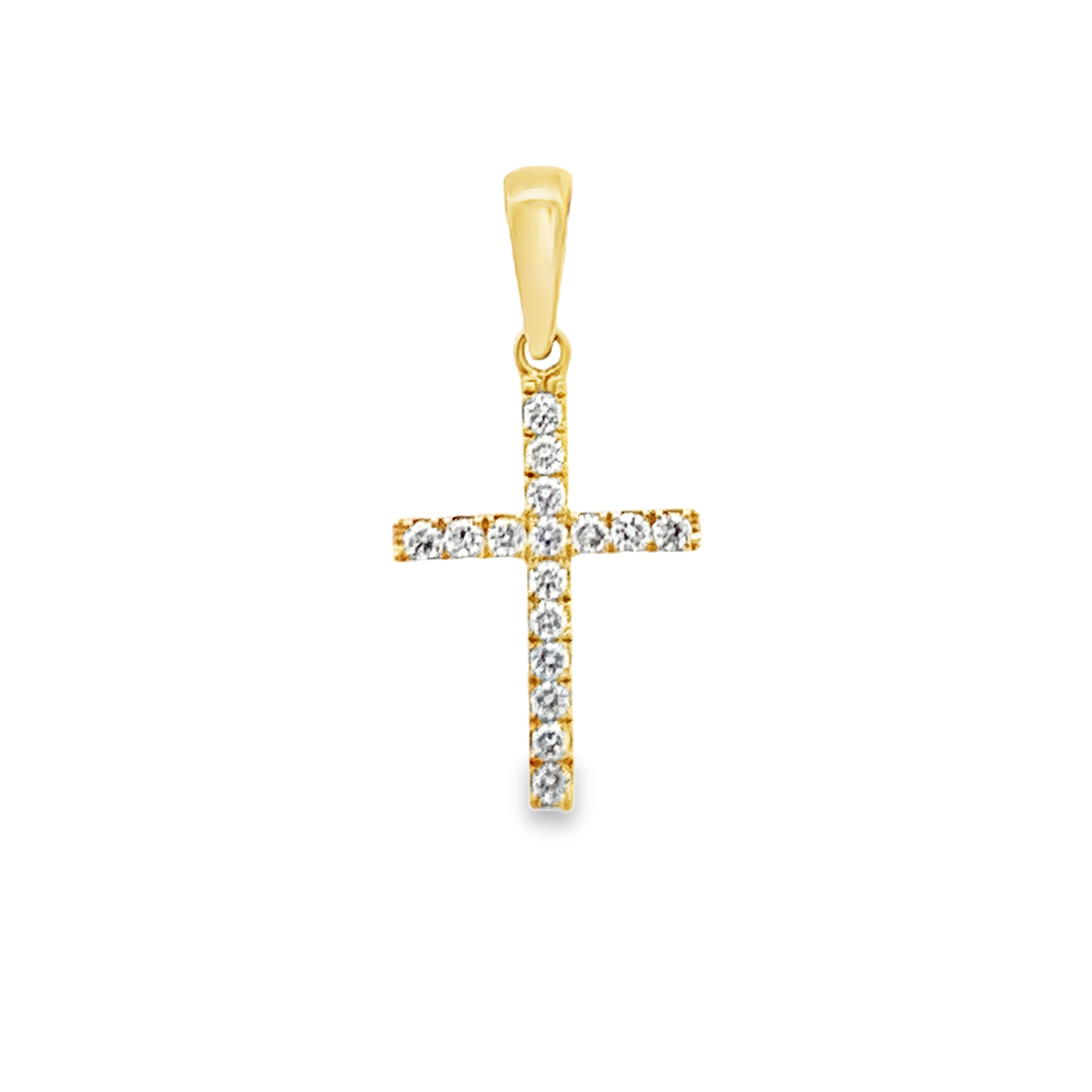 18K Yellow Gold Diamond Cross Pendant