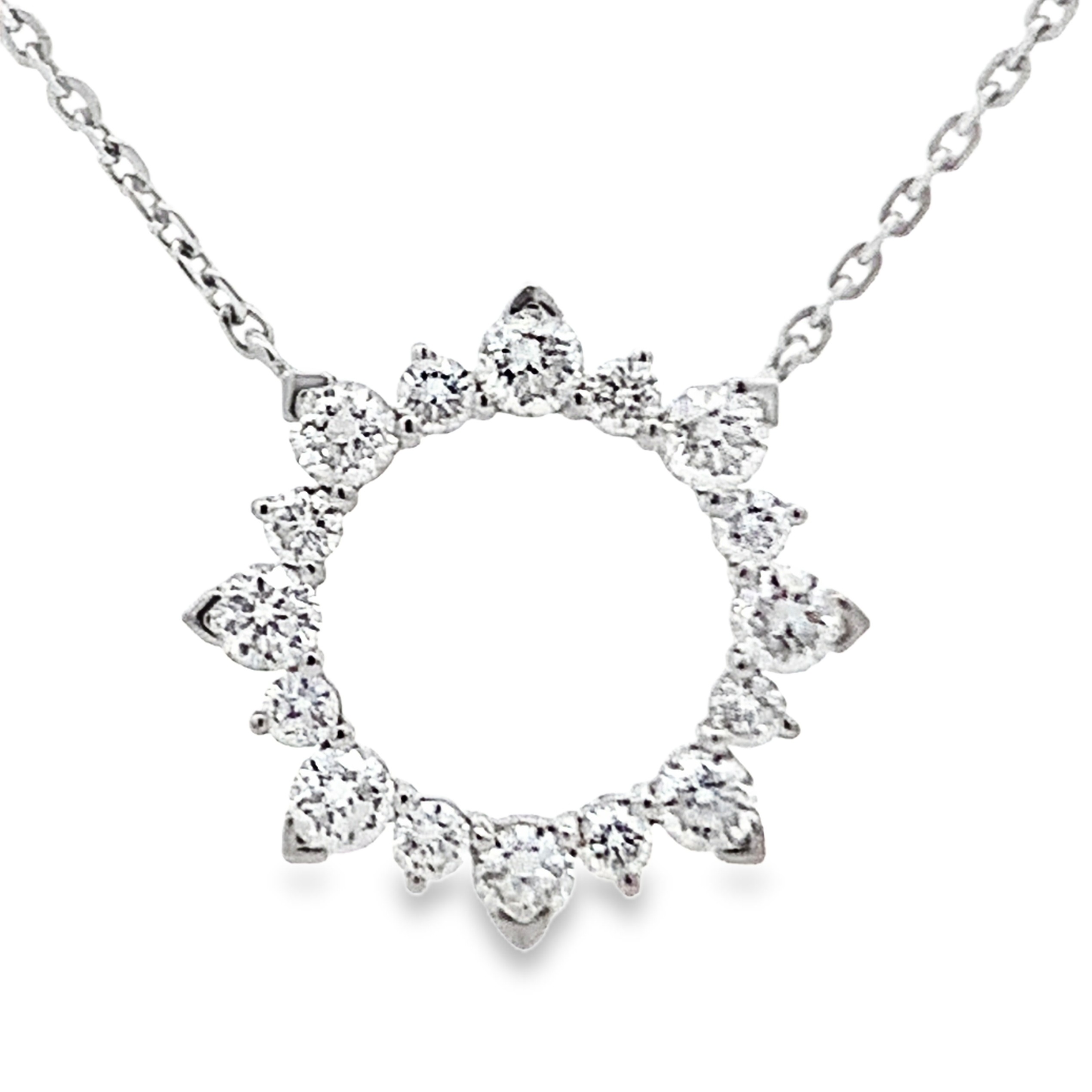18K White Gold Diamond Circular Pendant