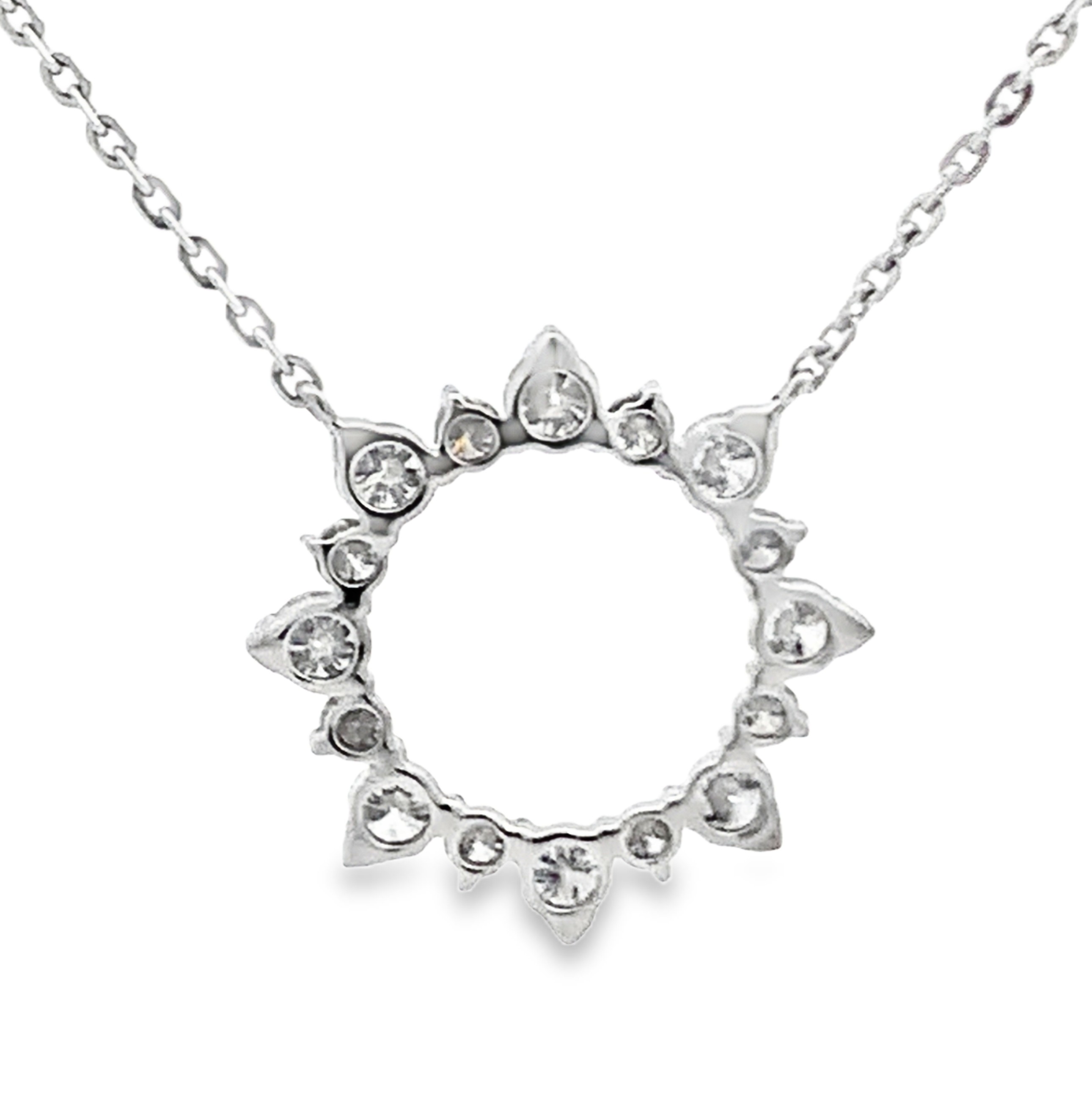 18K White Gold Diamond Circular Pendant