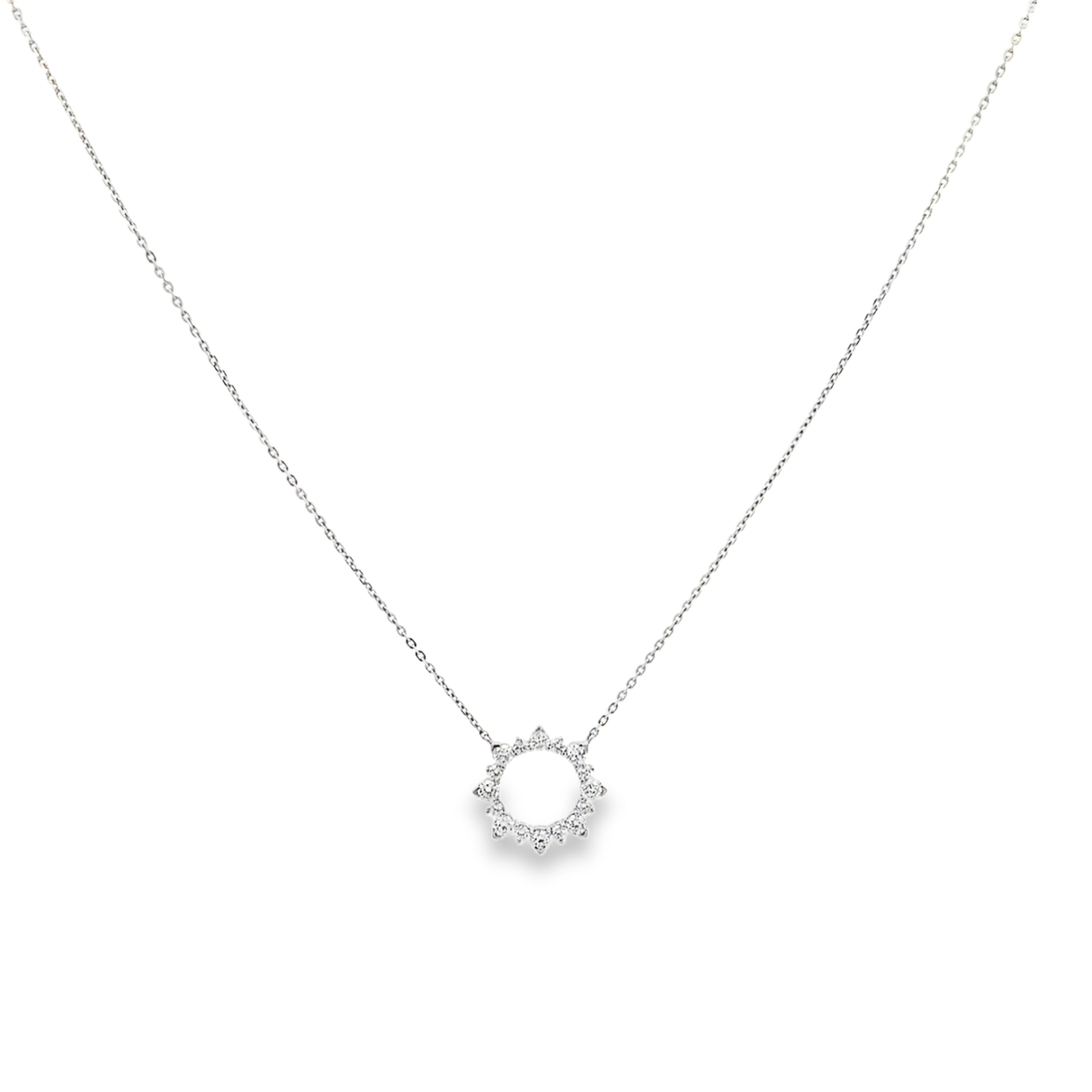 18K White Gold Diamond Circular Pendant
