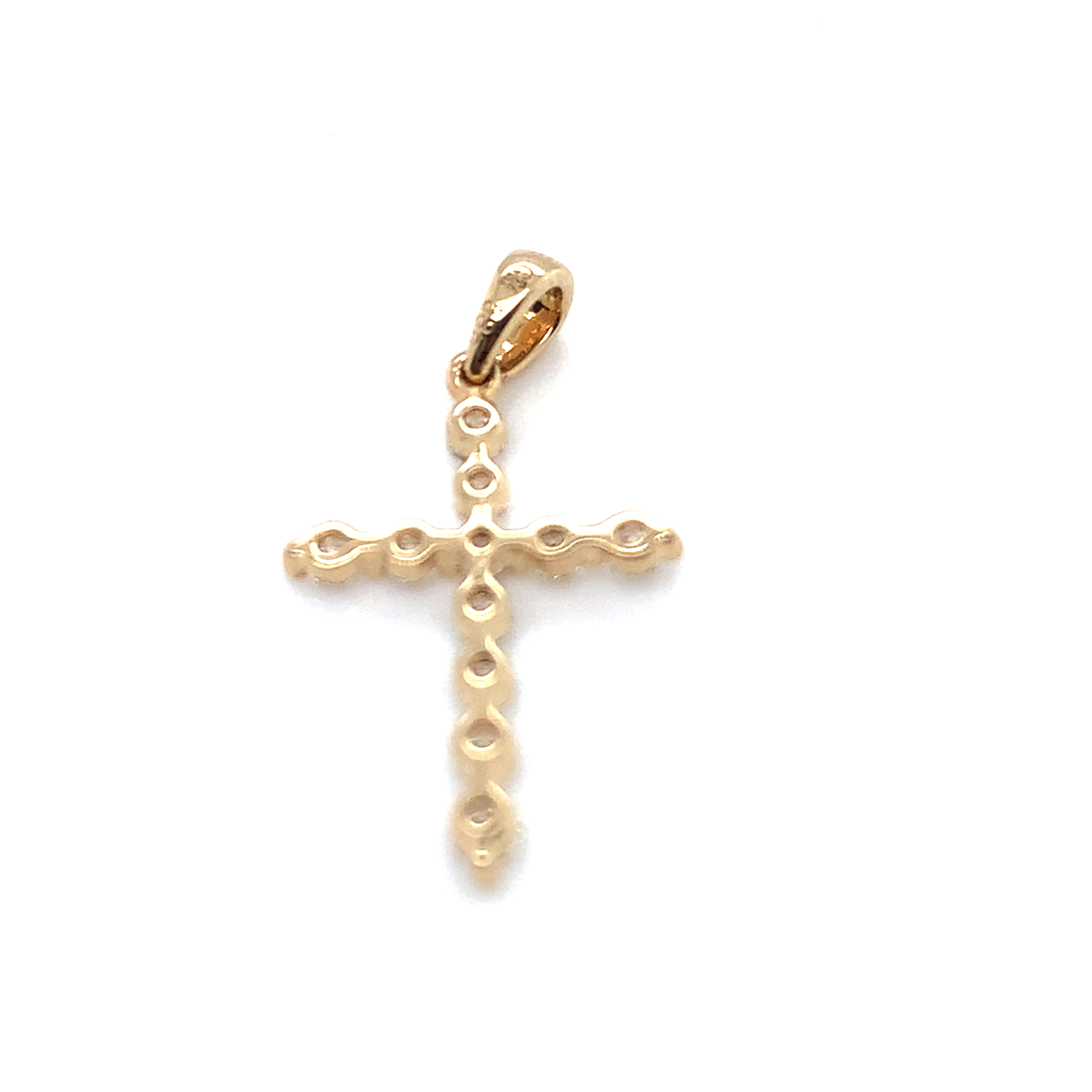 14K Yellow Gold Diamond Cross Pendant